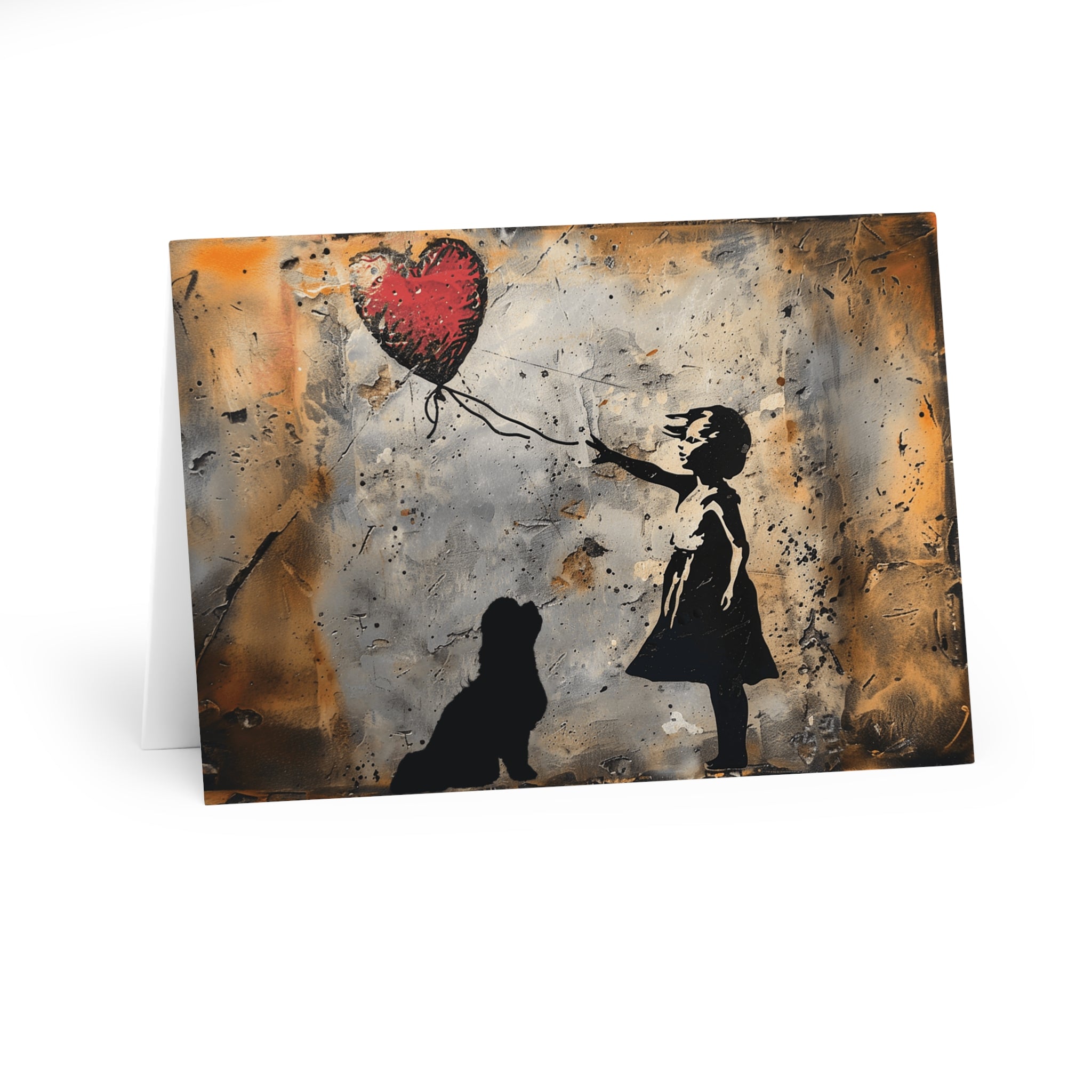 Girl and Balloon Street Artist Inspired Dog Art Greeting Card 5-Pak