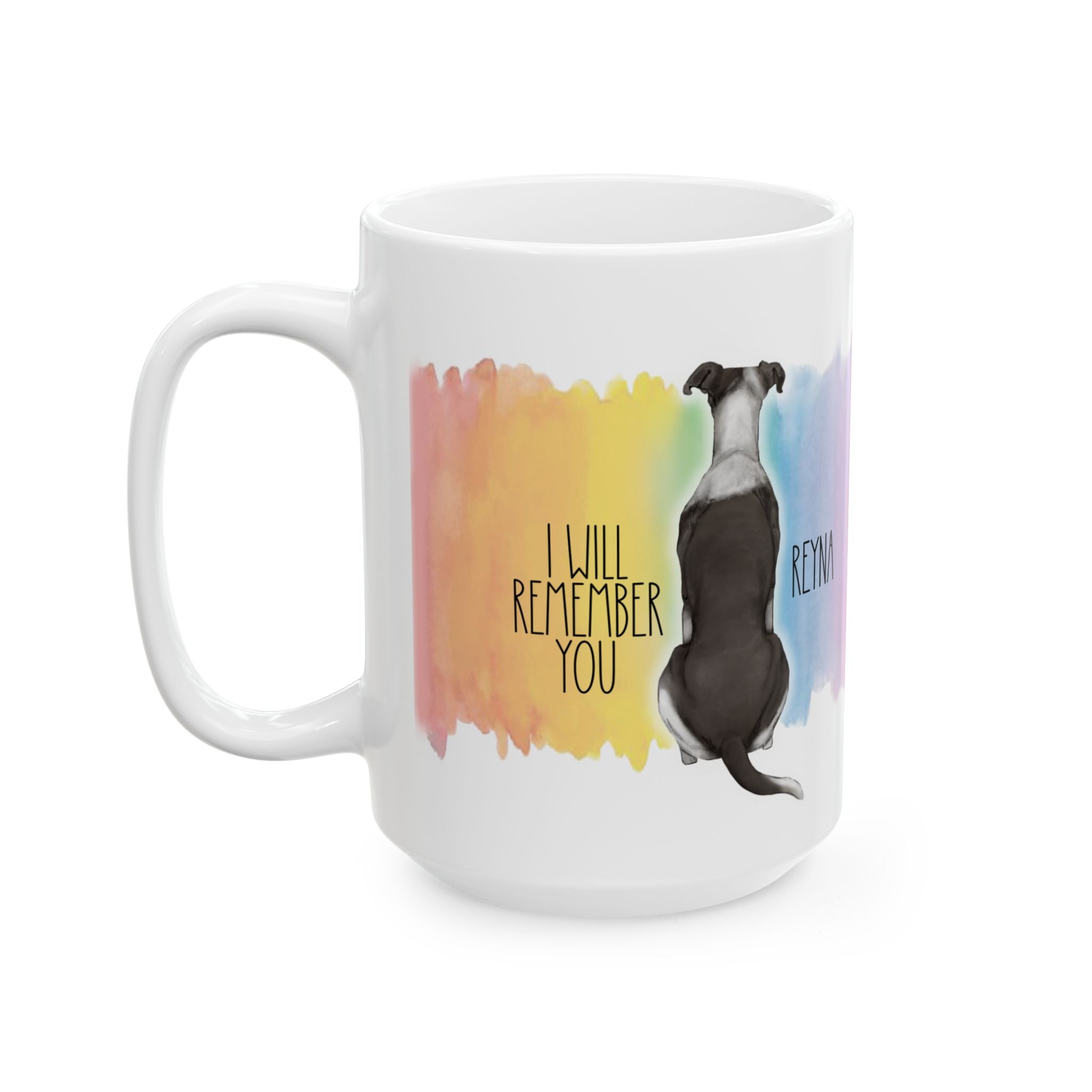 Custom Dog Breed Graphic Memorial Watercolor Rainbow Bridge Coffee Mug