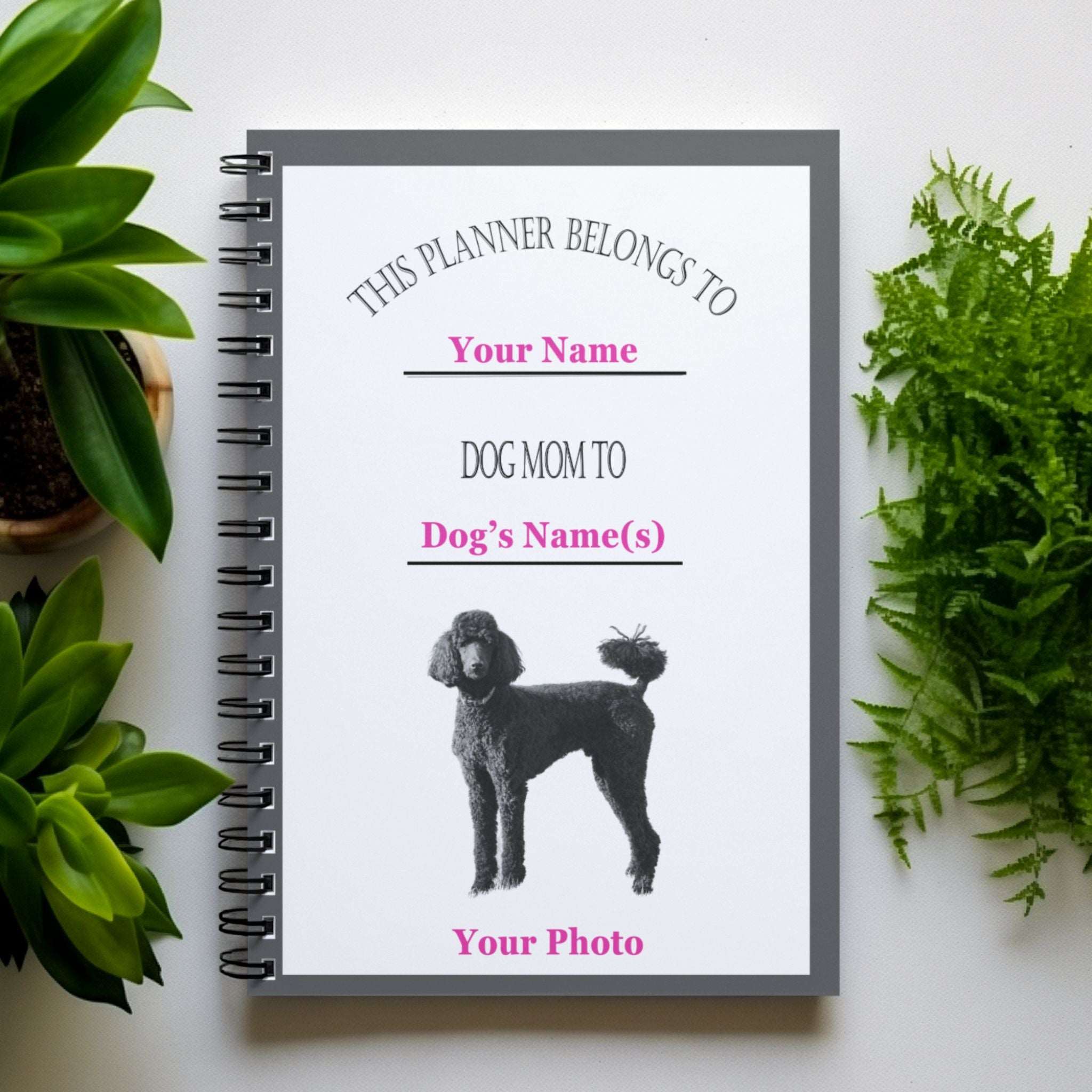 Customizable Dog Breed Line Art Design Daily Planner | Special Dog Pages - any-dog-breed-customizable-dog-mom-line-art-design-daily-planner-special-dog-pages