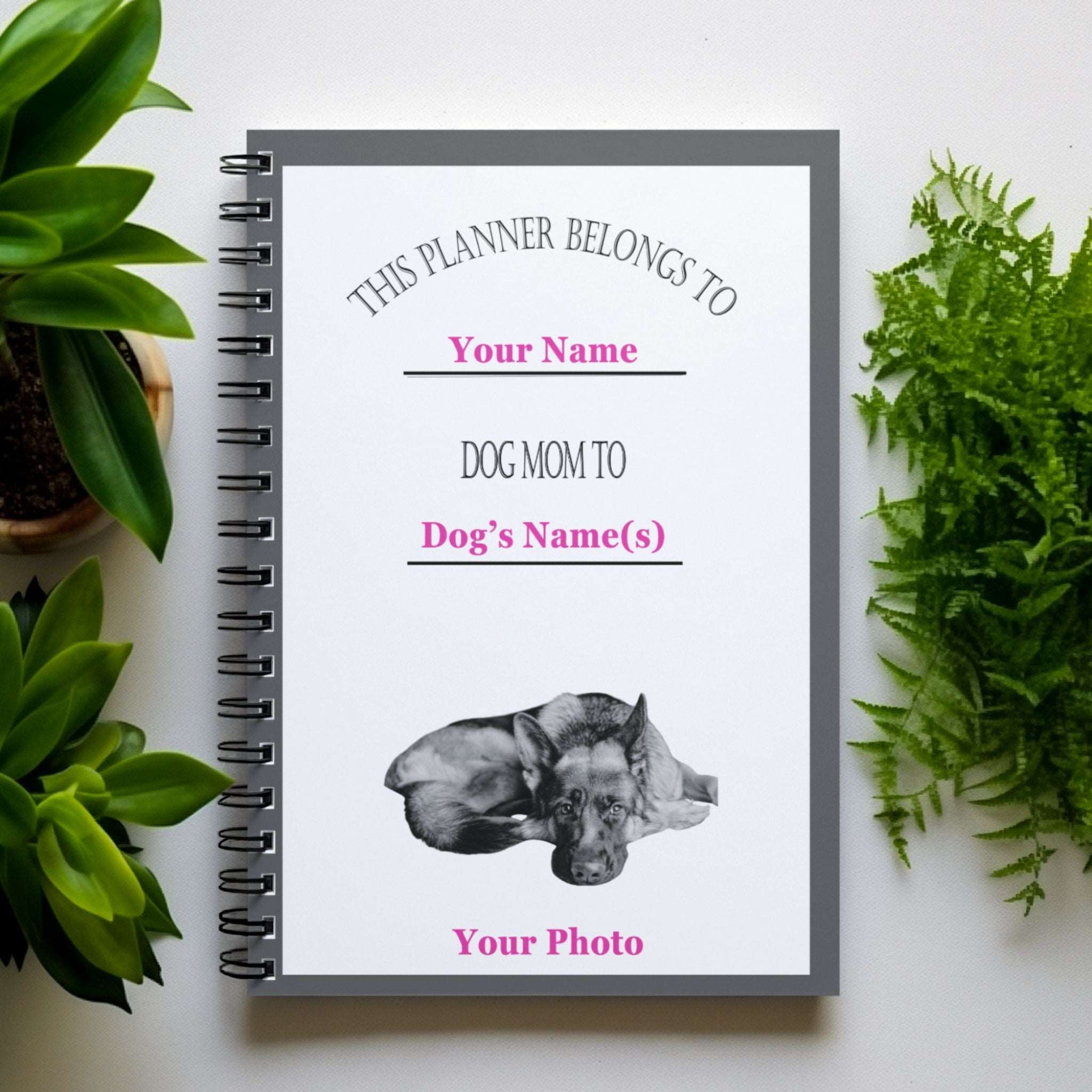 Customizable Dog Breed Line Art Design Daily Planner | Special Dog Pages - any-dog-breed-customizable-dog-mom-line-art-design-daily-planner-special-dog-pages