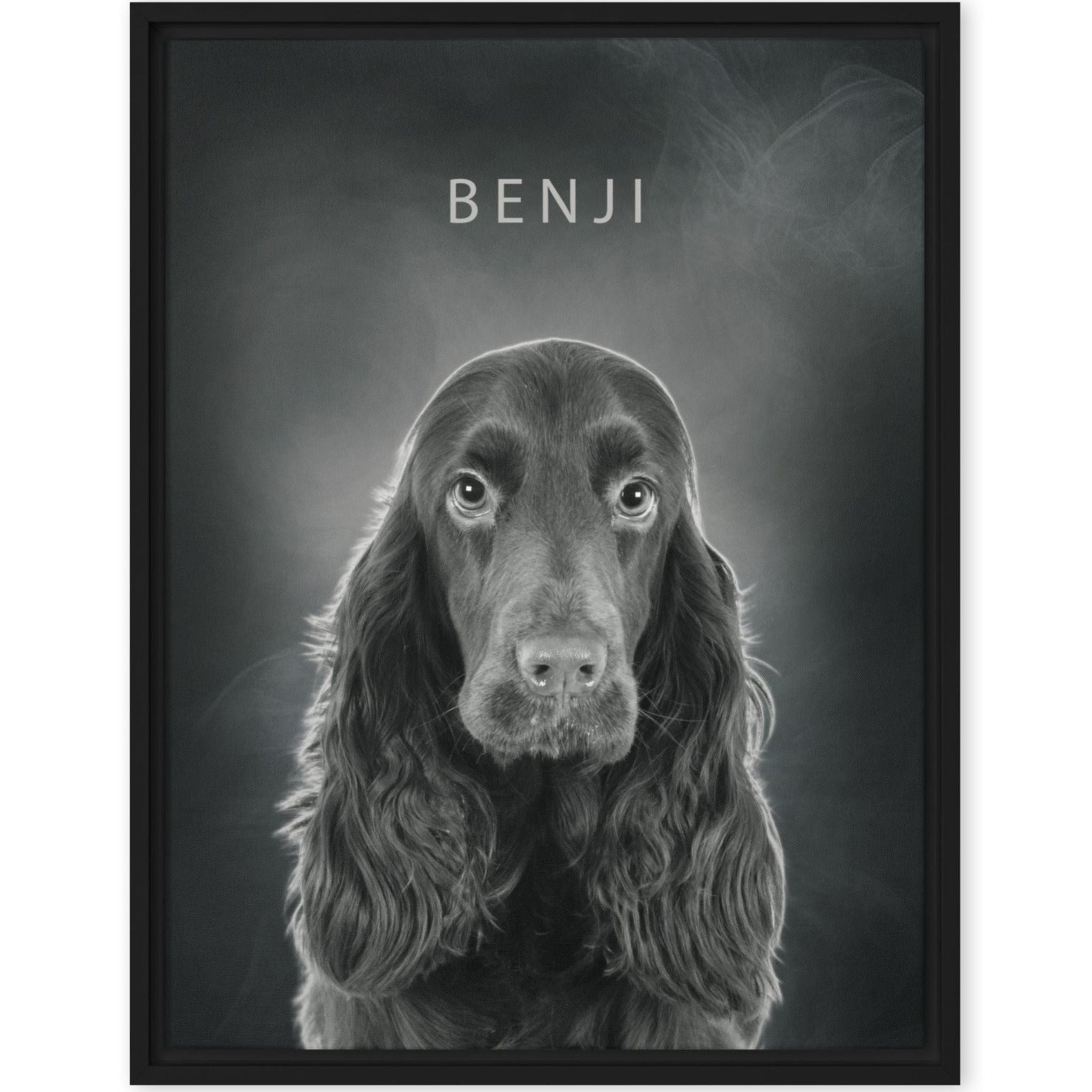 “Noir” Effect Custom Dog Portrait | Framed Canvas or Poster Print - Wall Art