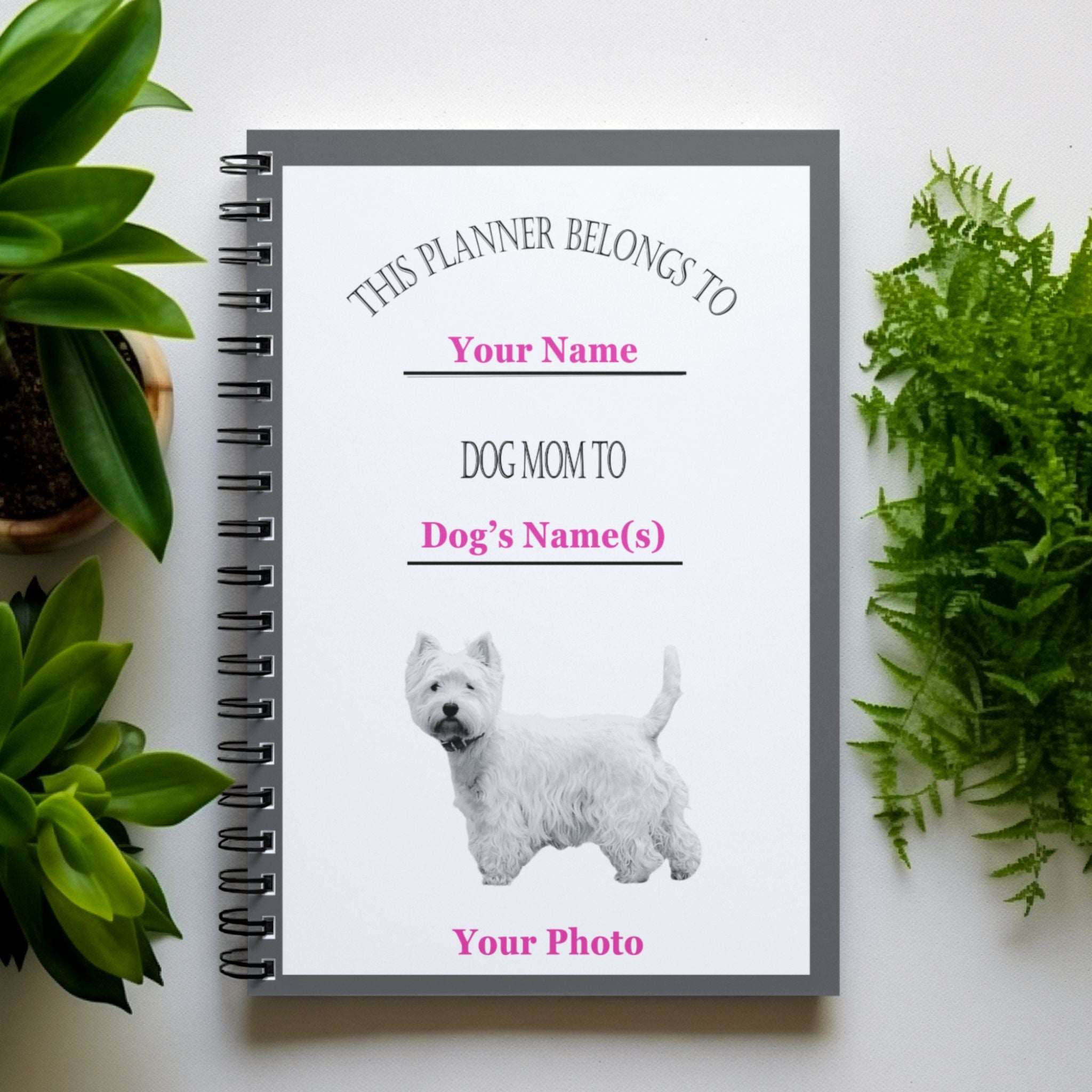 Customizable Dog Breed Line Art Design Daily Planner | Special Dog Pages - any-dog-breed-customizable-dog-mom-line-art-design-daily-planner-special-dog-pages