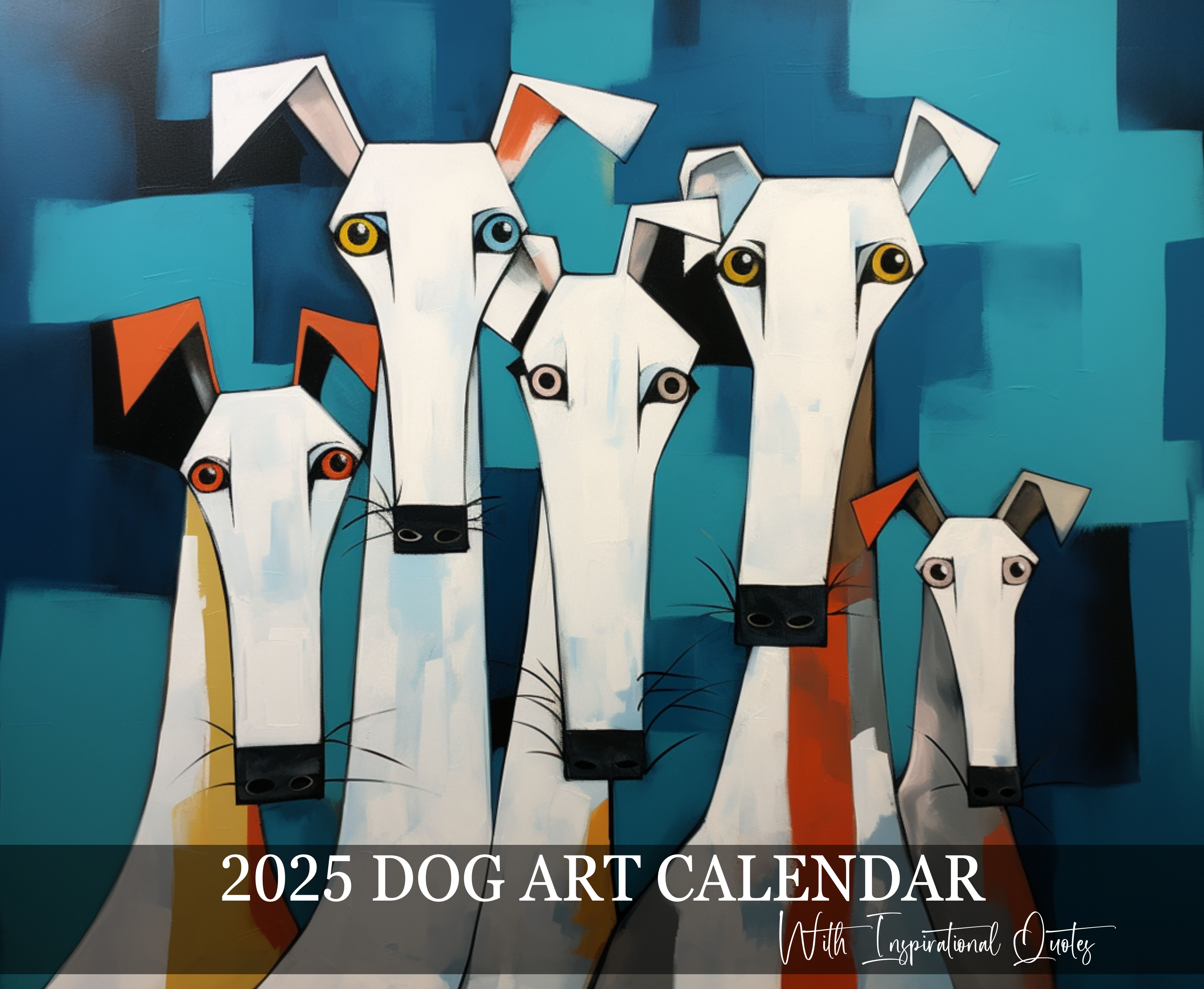 Pup Culture Designs' Own Original Dog Art Large 2025 Calendar - whimsical-dog-art-2025-calendar