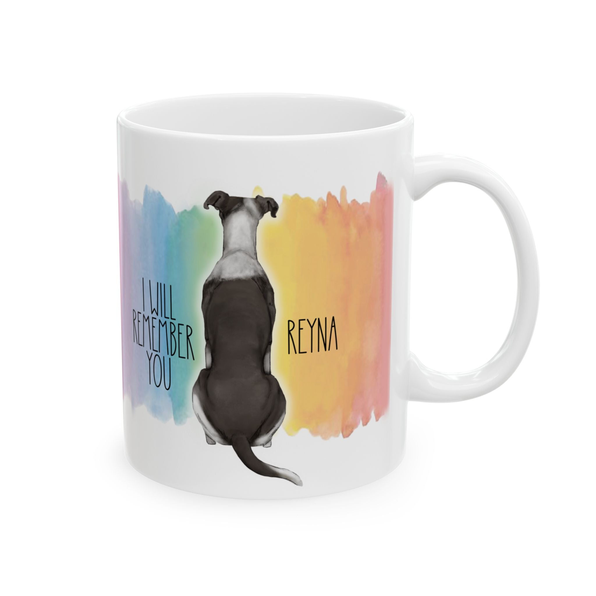 Custom Dog Breed Graphic Memorial Watercolor Rainbow Bridge Coffee Mug