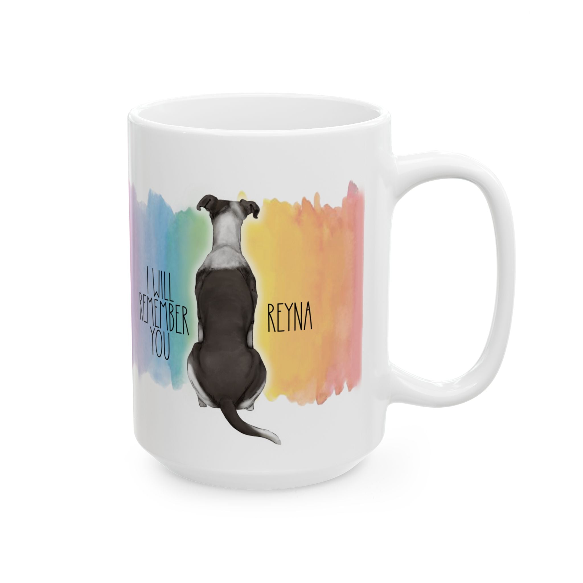 Custom Dog Breed Graphic Memorial Watercolor Rainbow Bridge Coffee Mug