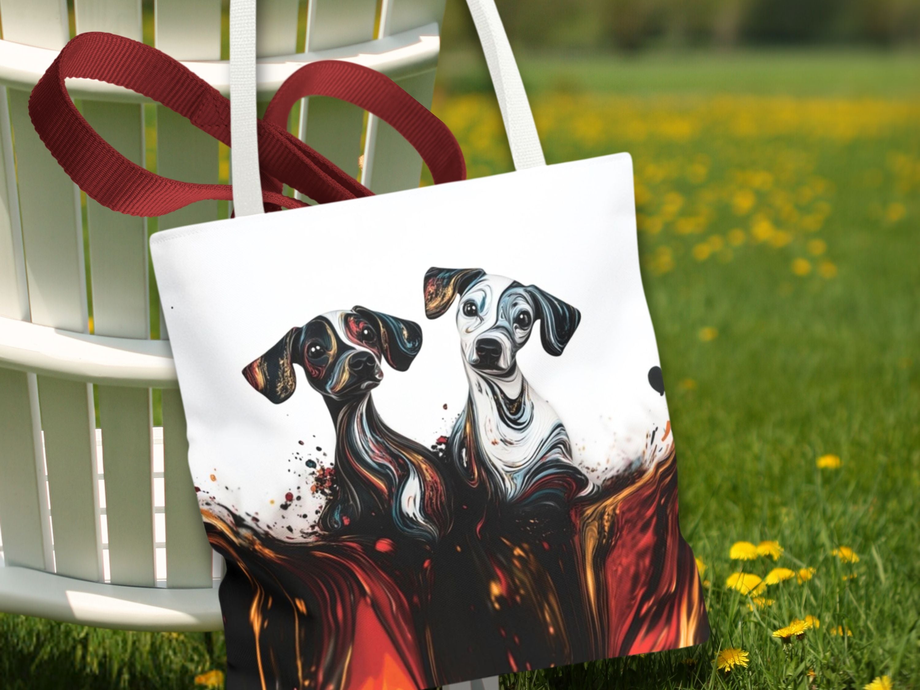 Original Dog Art Painted Swirl Dogs Poly Tote Bag - copy-of-swirlidogs