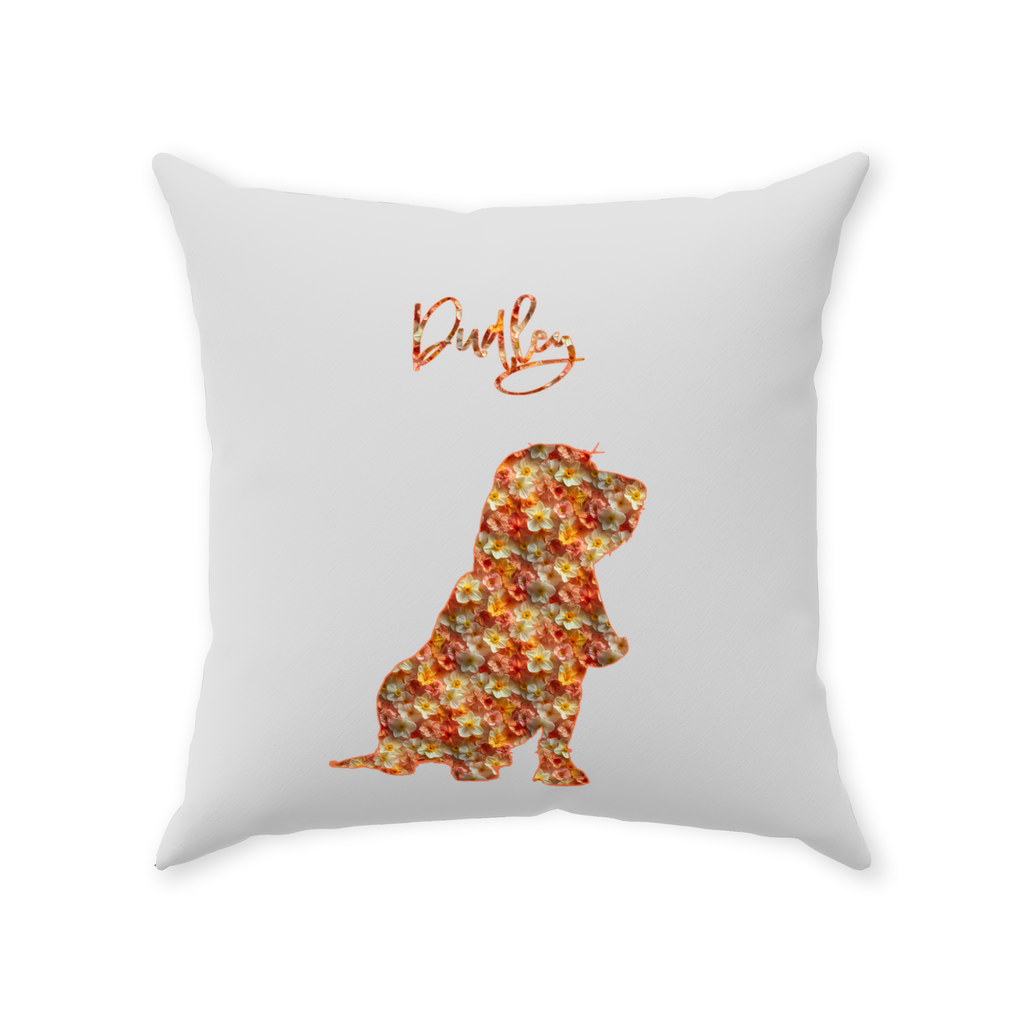 Personalized Daffodil Dog Silhouette Flower Art Throw Pillow - personalized-daffodil-dog-silhouette-flower-art-throw-pillow