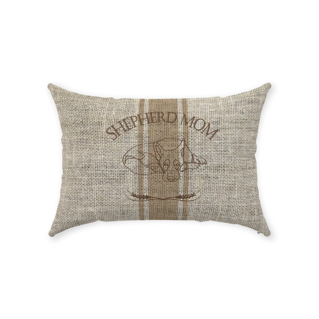 YOUR CHOICE OF BREED Dog Mom Farmhouse Grain Sack Design Pillow - any-breed-dog-mom-farmhouse-grain-sack-design-textured-faux-linen-pillow