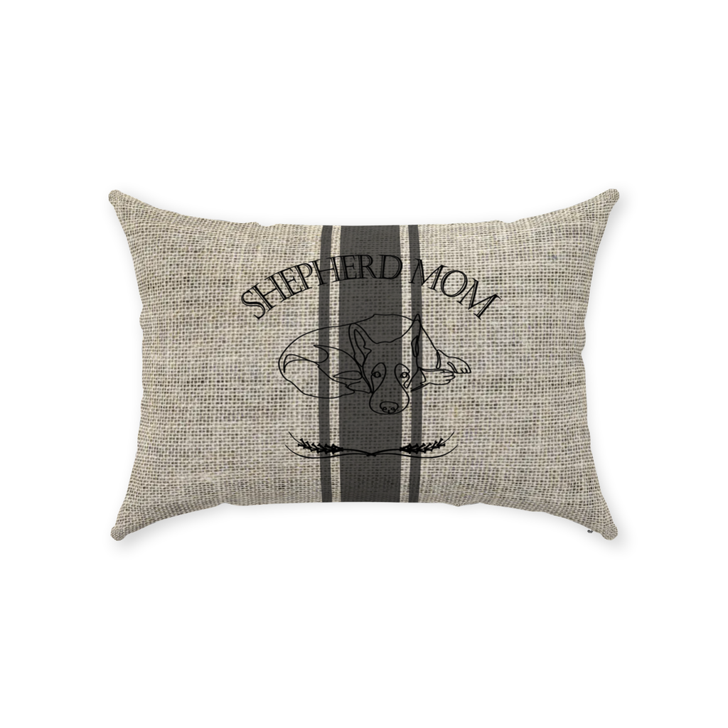 YOUR CHOICE OF BREED Dog Mom Farmhouse Grain Sack Design Pillow - any-breed-dog-mom-farmhouse-grain-sack-design-textured-faux-linen-pillow