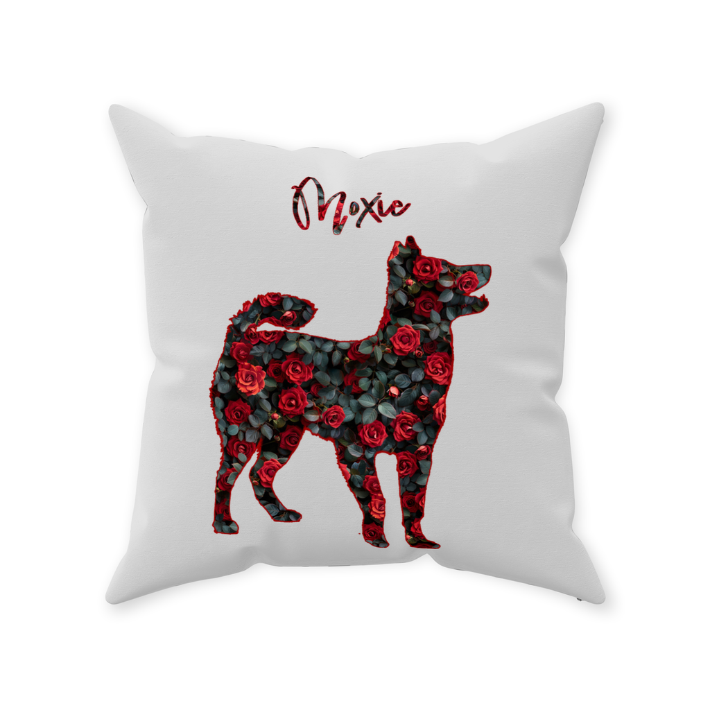 Personalized Rose Vine Dog Silhouette Flower Art Throw Pillow - personalized-rose-vine-dog-silhouette-flower-art-throw-pillow