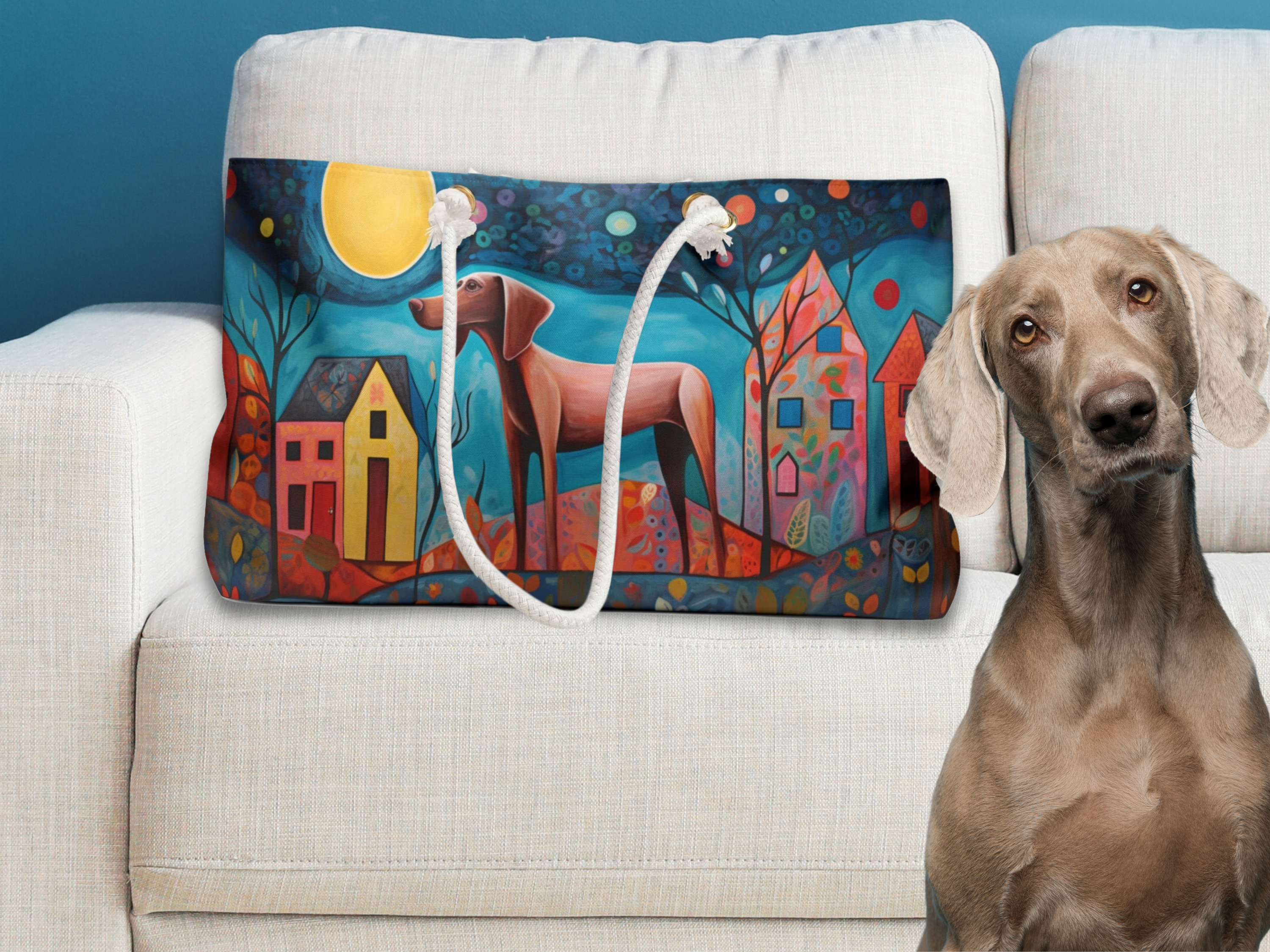 Artist-Inspired Weimaraner Dog Art Large Market Tote Bag - artist-inspired-weimaraner-dog-art-large-market-tote-bag