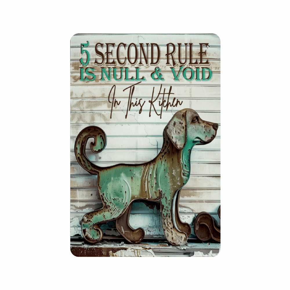 5 Second Rule Dog Mom Vintage Farmhouse Kitchen Sign - 5-second-rule-tin-vintage-farmhouse-kitchen-sign