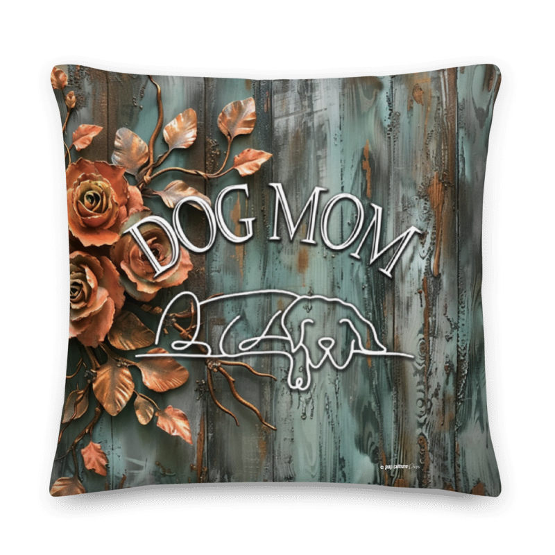 Farmhouse Dog Mom Patina Rose Throw Pillow, Choice of Fabric - throw-pillows-3