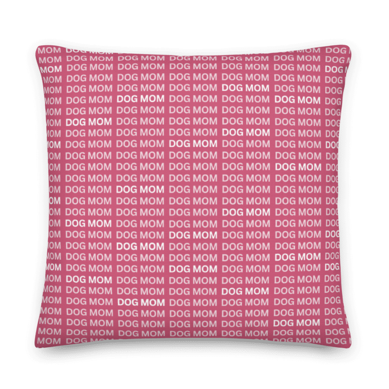 Dog Mom Word Art Square Throw Pillow  | Choose Color & Fabric - dog-lover-dog-mom-black-fabric-square-throw-pillow