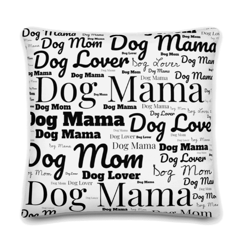 Dog Lover, Dog Mom, Dog Mama Pride Word Cloud Premium Cotton Twill Pillow - dog-lover-pride-word-cloud-premium-throw-pillow