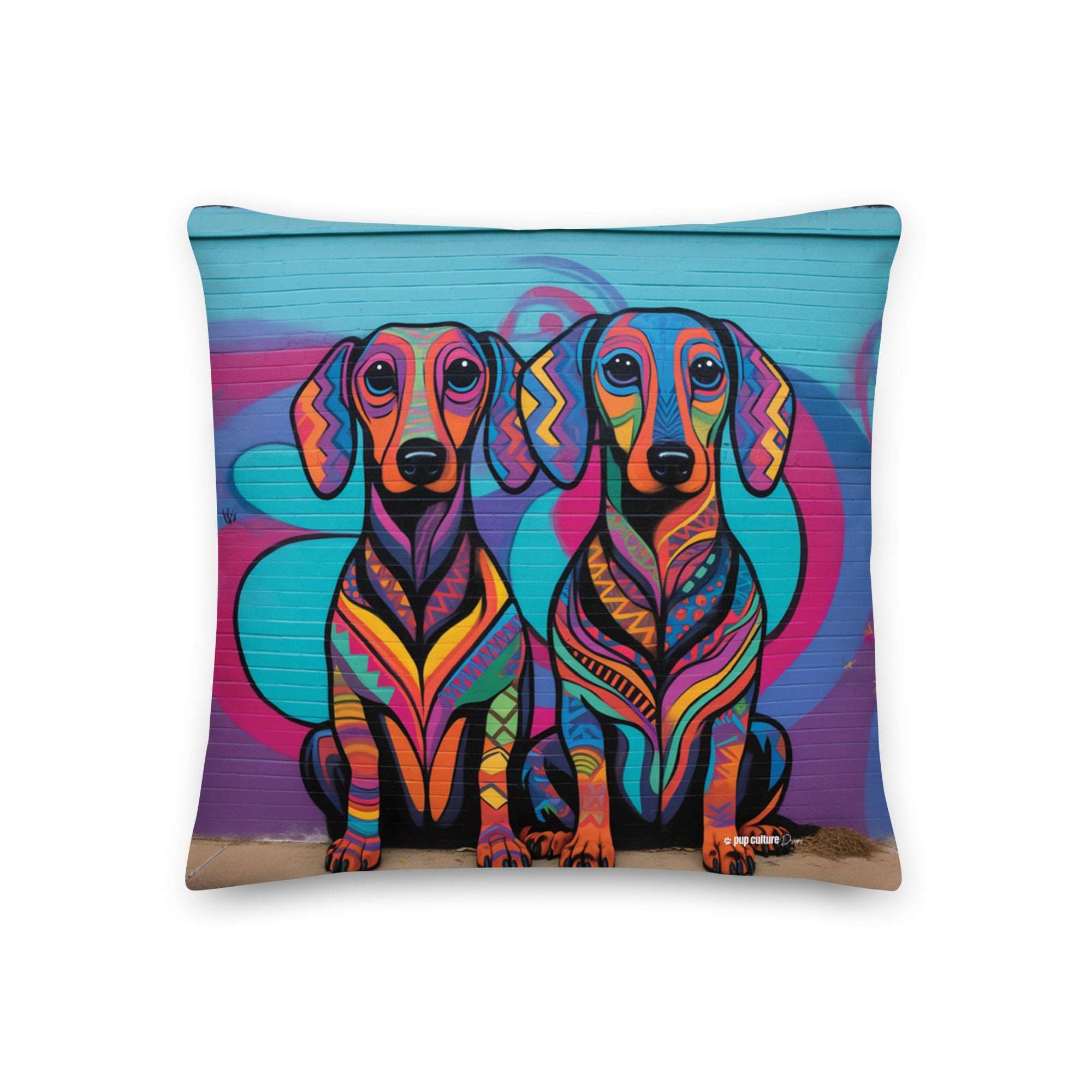 Dachshund Lover Original Dog Art Premium Pillow, Choose Fabric - dachshund-original-dog-art-premium-pillow