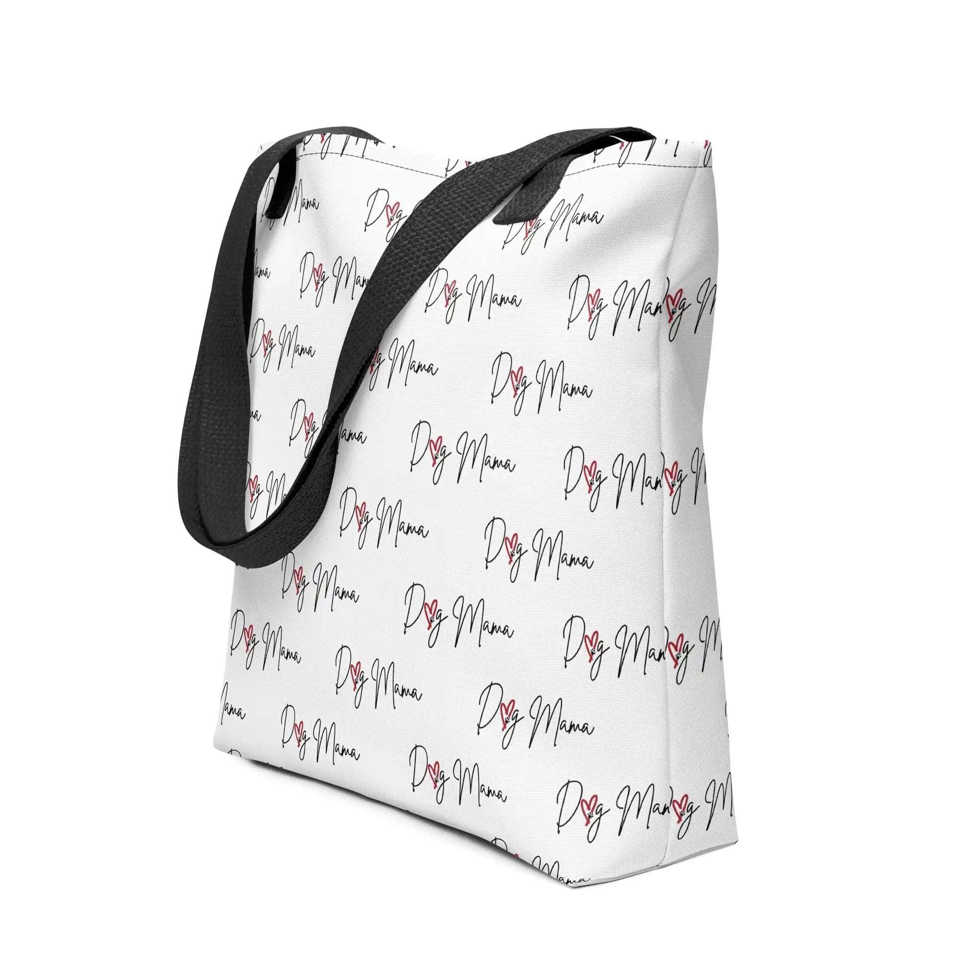 Dog Mama Stylized Font Tote Bag, Black or White - dog-mama-stylized-font-tote-bag-black-or-white