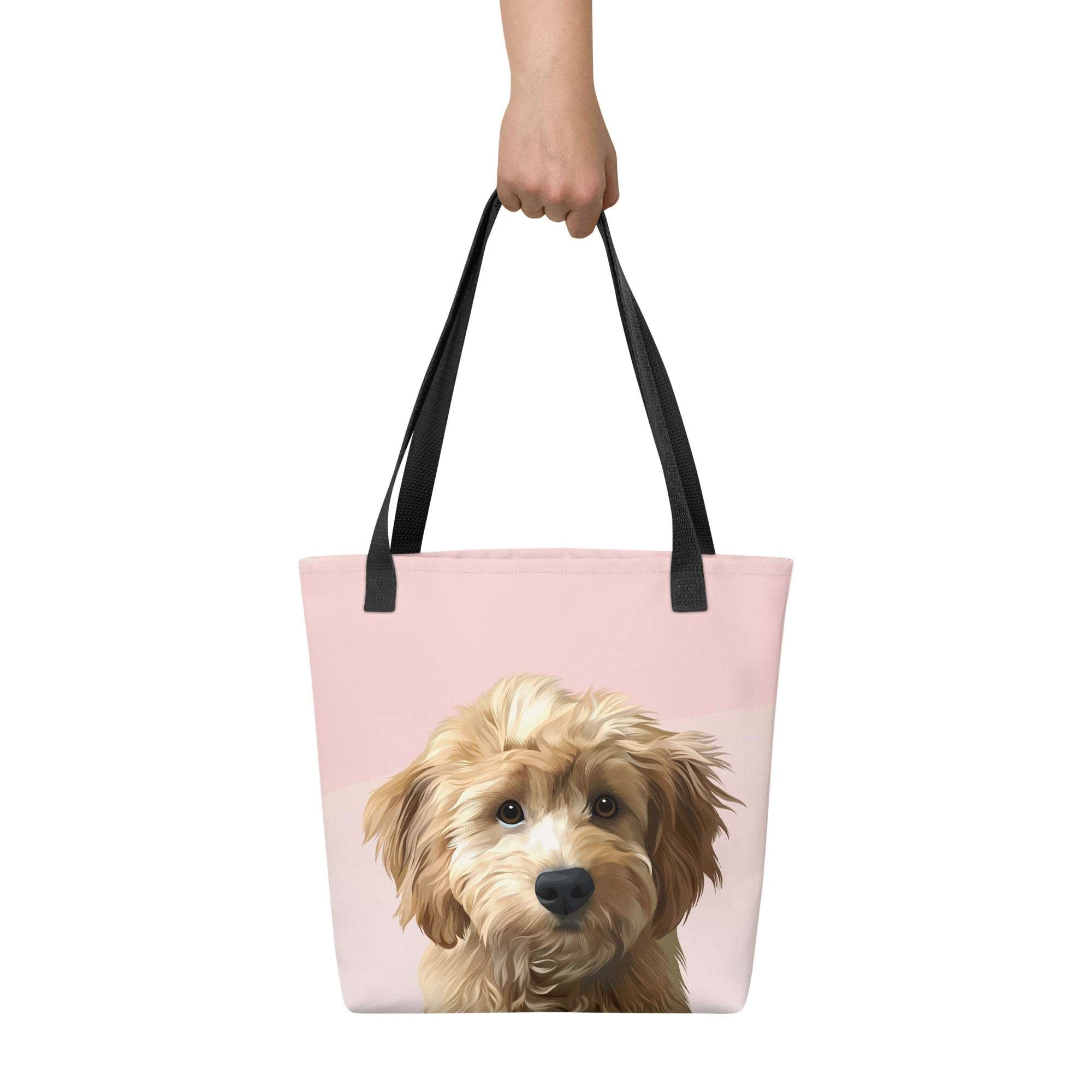 Custom Dog Portrait Tote bag | Blush Mist - custom-dog-portrait-tote-bag-blush-mist