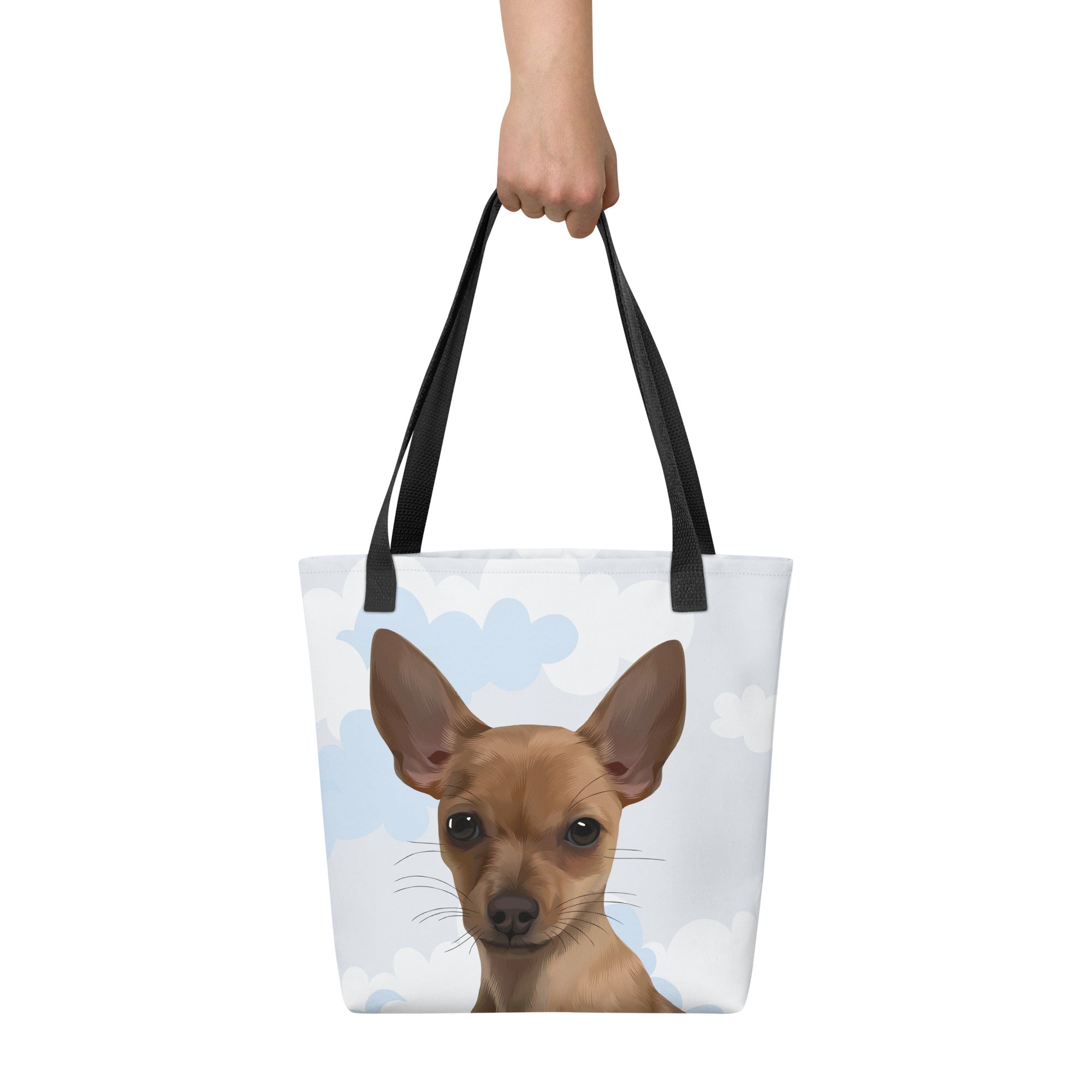 Custom Dog Portrait Tote bag | Cloudy Day - custom-dog-portrait-tote-bag-cloudy-day