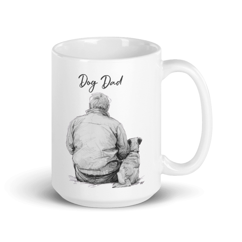 Man's Best Friend - Dog Dad and Dog - Black and White Pencil Sketch Mug