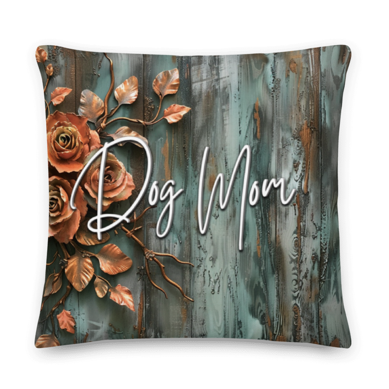 Farmhouse Dog Mom Patina Rose Throw Pillow, Choice of Fabric - throw-pillows-3