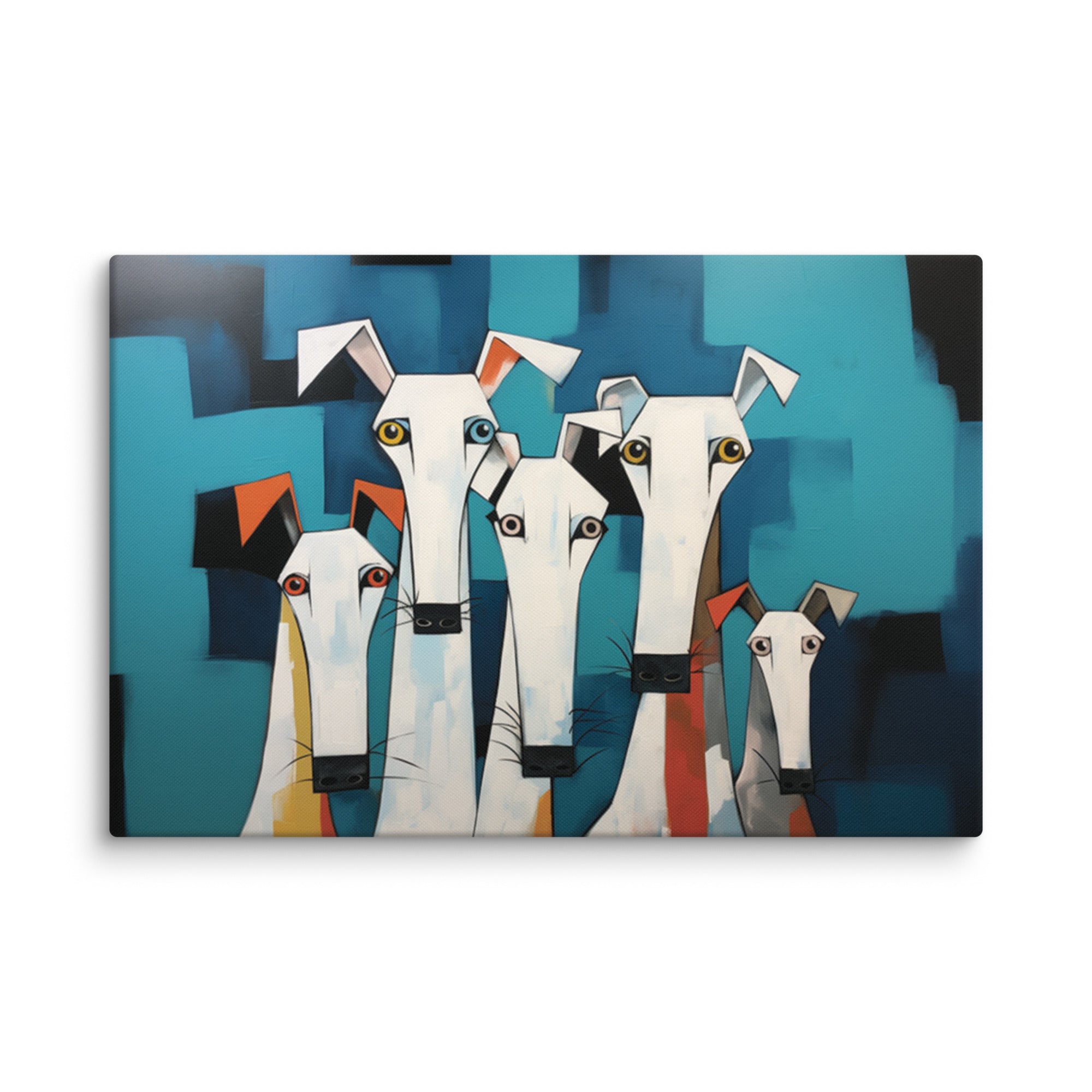 Elegant Modern Original White Dog Art - Greyhound - Whippet Unframed Canvas Print - white-dog-unframed-canvas