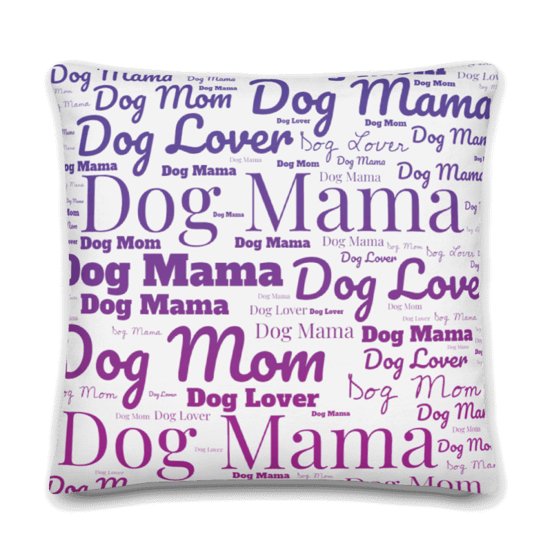 Dog Lover, Dog Mom, Dog Mama Pride Word Cloud Premium Cotton Twill Pillow - dog-lover-pride-word-cloud-premium-throw-pillow