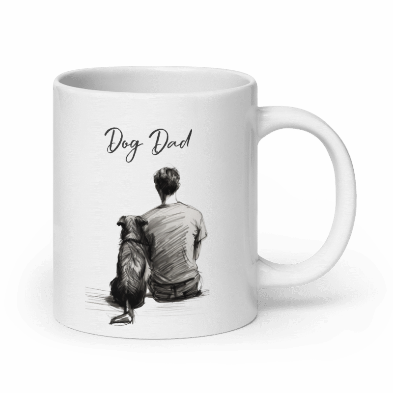 Man's Best Friend - Dog Dad and Dog - Black and White Pencil Sketch Mug