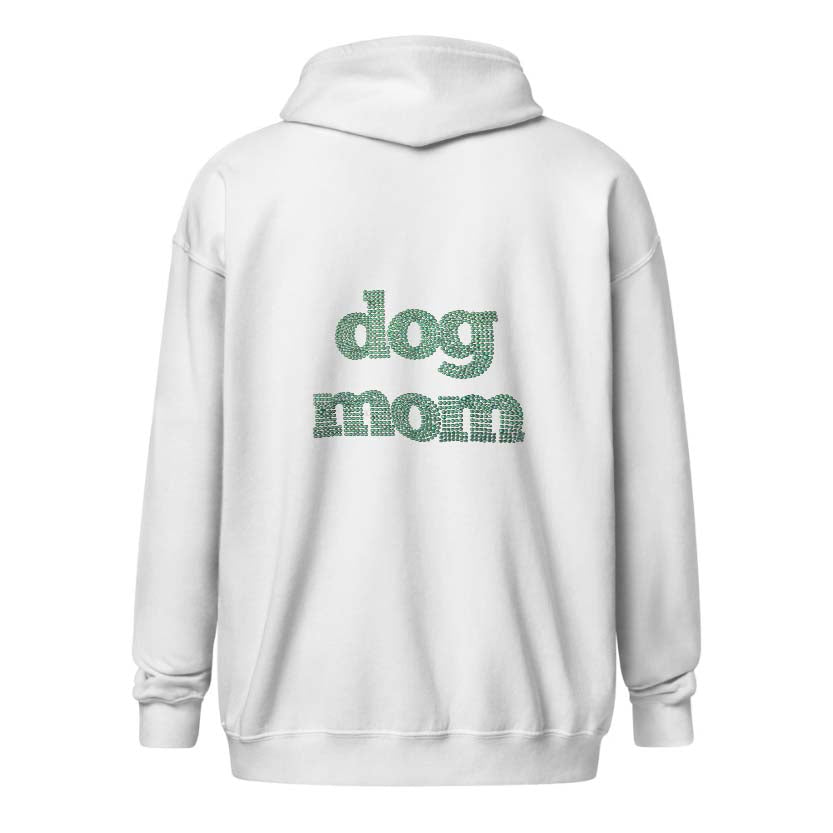 Dog Mom Crystal Zippered Hoodie | Crystal Design on Back - dog-mom-crystal-zipper-hoodie-design-on-back