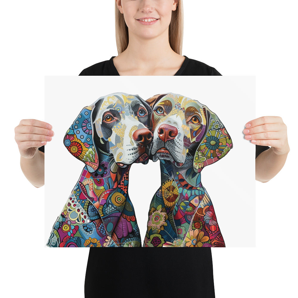 Adorable Cuddling Floral Dogs - Dog Art Poster Print - adorable-cuddling-floral-dogs-dog-art-poster-print