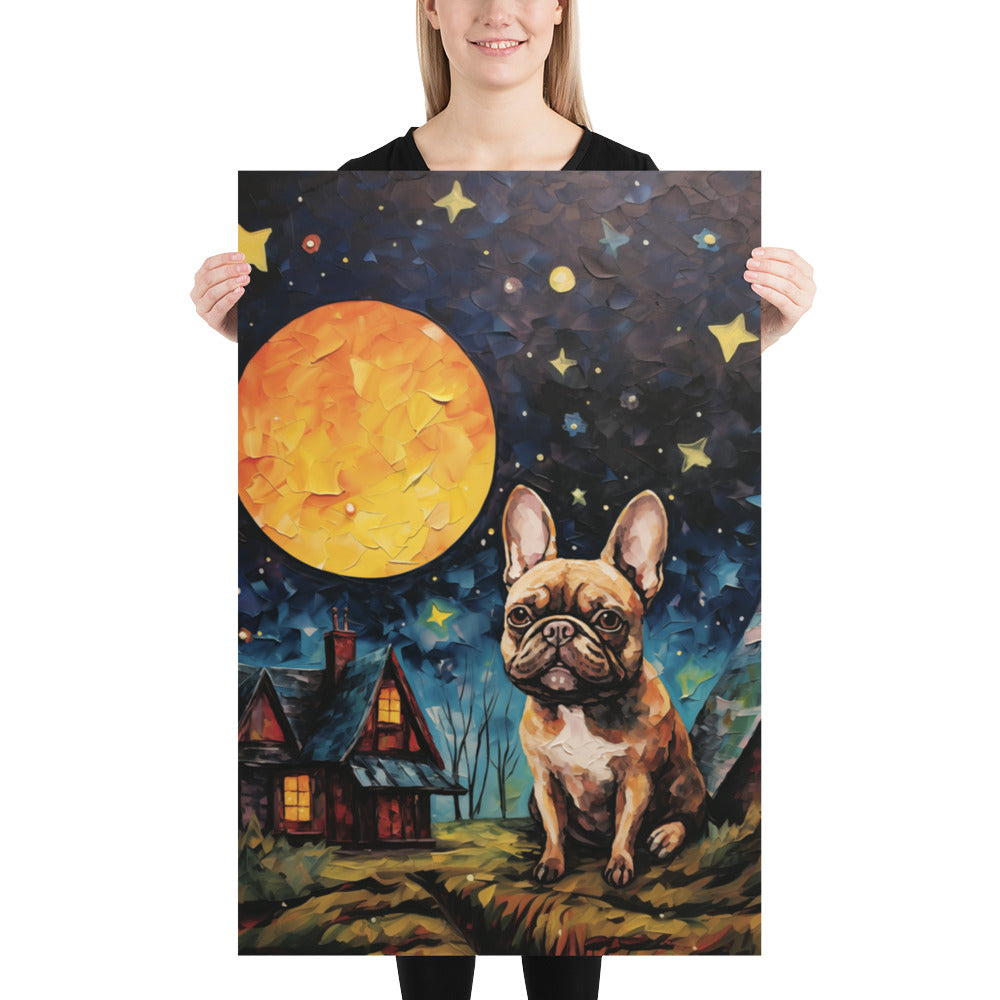 Frenchie Moon Original Dog Art Poster Print - frenchie-moon-original-dog-art-poster-print