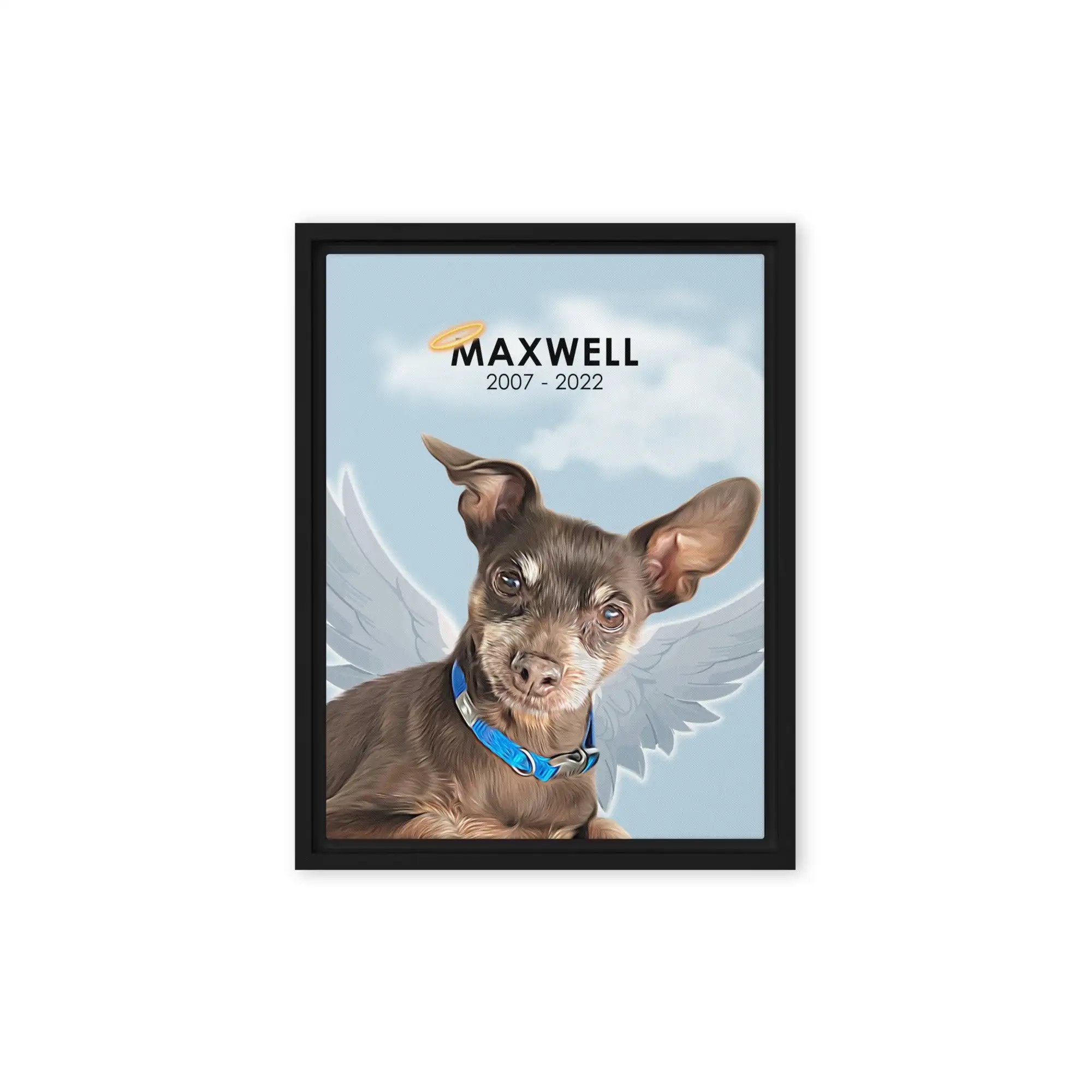 Memorial Dog Portrait | Halo and Wings - custom-dog-memorial-rainbow-bridge-portrait-angel-wings