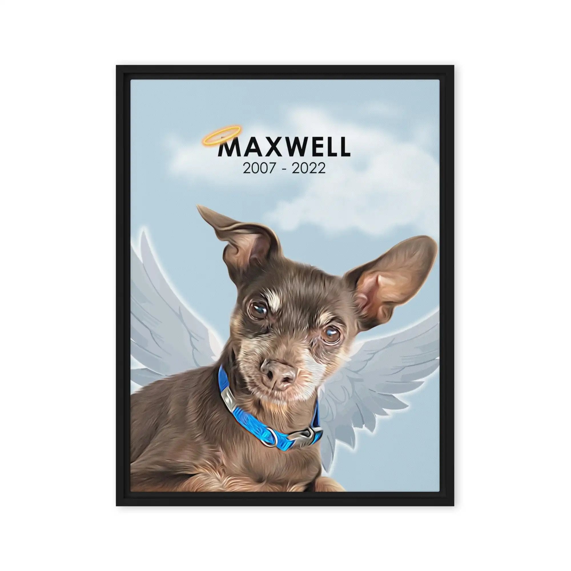 Memorial Dog Portrait | Halo and Wings - custom-dog-memorial-rainbow-bridge-portrait-angel-wings