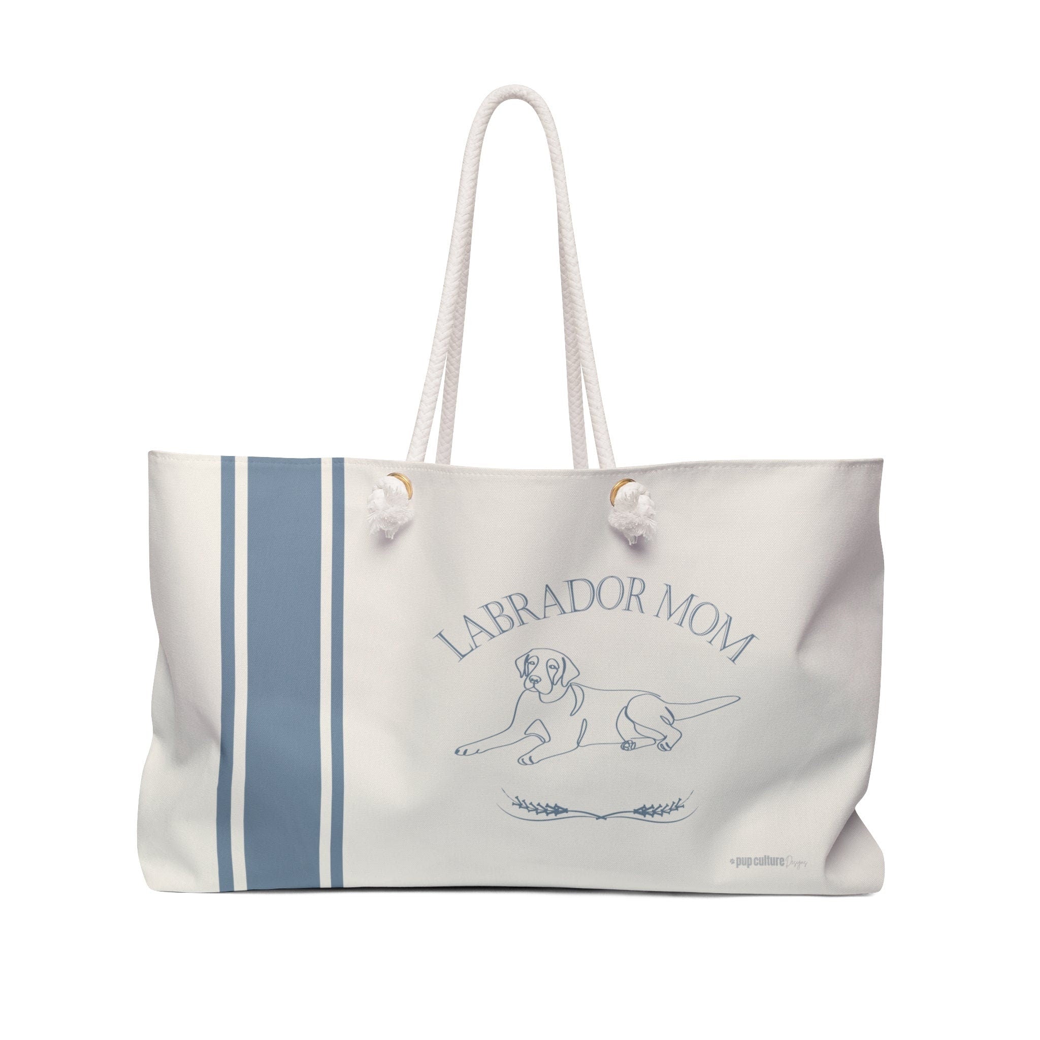 YOUR CHOICE OF BREED Dog Mom Farmhouse Stripe Design Weekender Tote Bag - your-choice-of-breed-dog-mom-farmhouse-stripe-design-weekender-tote-bag