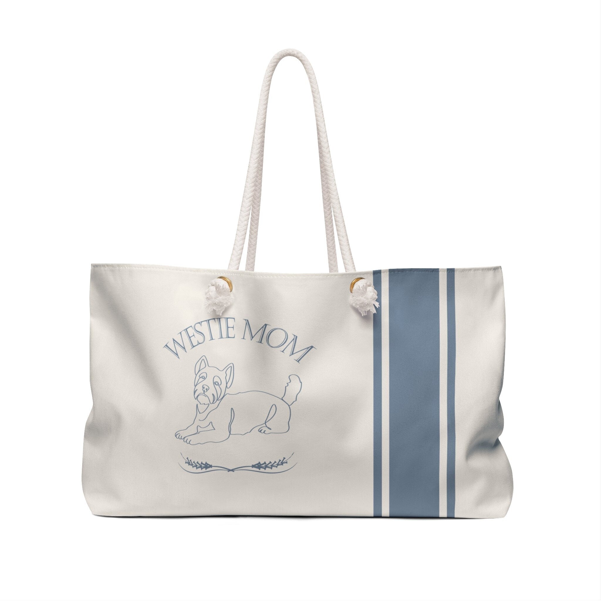 YOUR CHOICE OF BREED Dog Mom Farmhouse Stripe Design Weekender Tote Bag - your-choice-of-breed-dog-mom-farmhouse-stripe-design-weekender-tote-bag