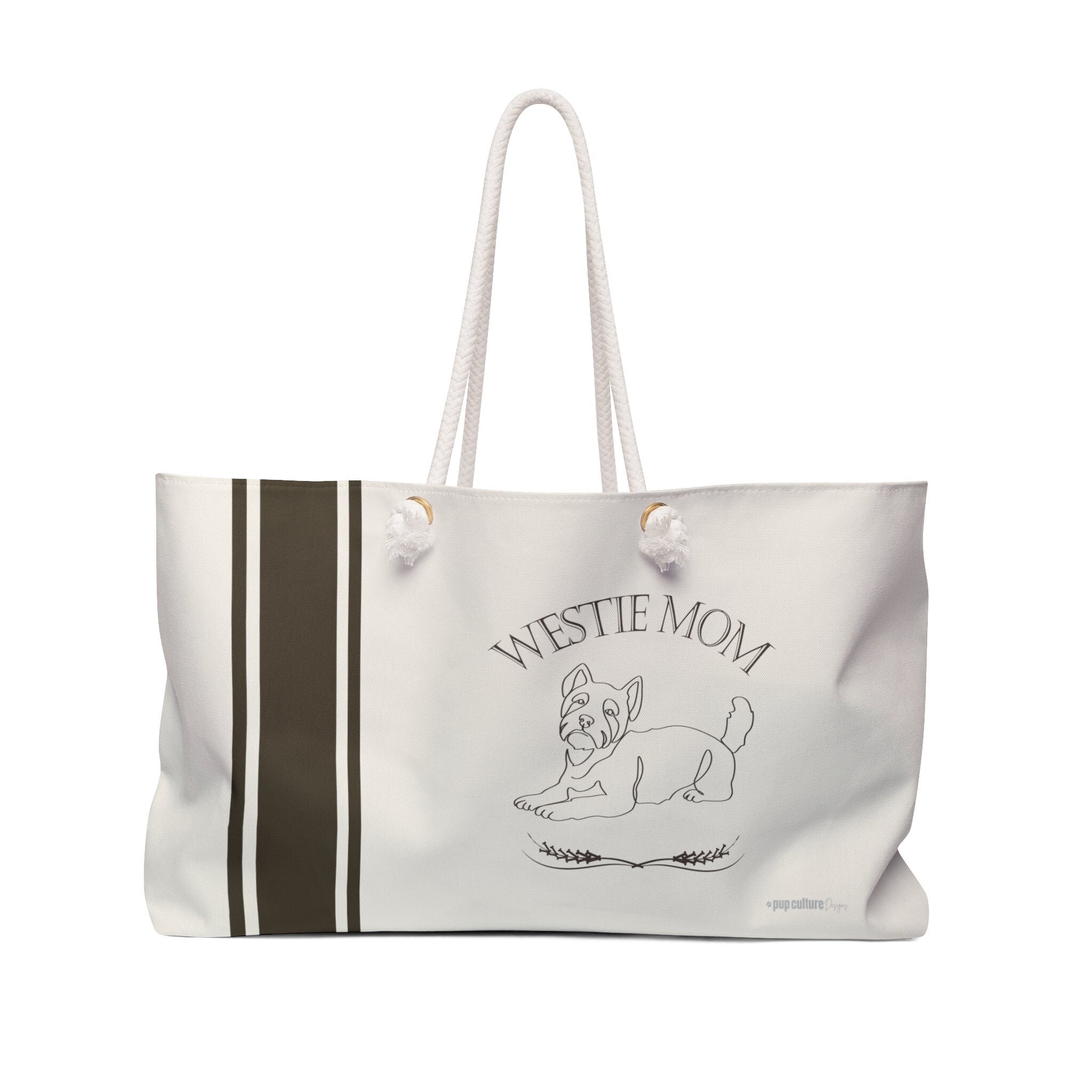 YOUR CHOICE OF BREED Dog Mom Farmhouse Stripe Design Weekender Tote Bag - your-choice-of-breed-dog-mom-farmhouse-stripe-design-weekender-tote-bag