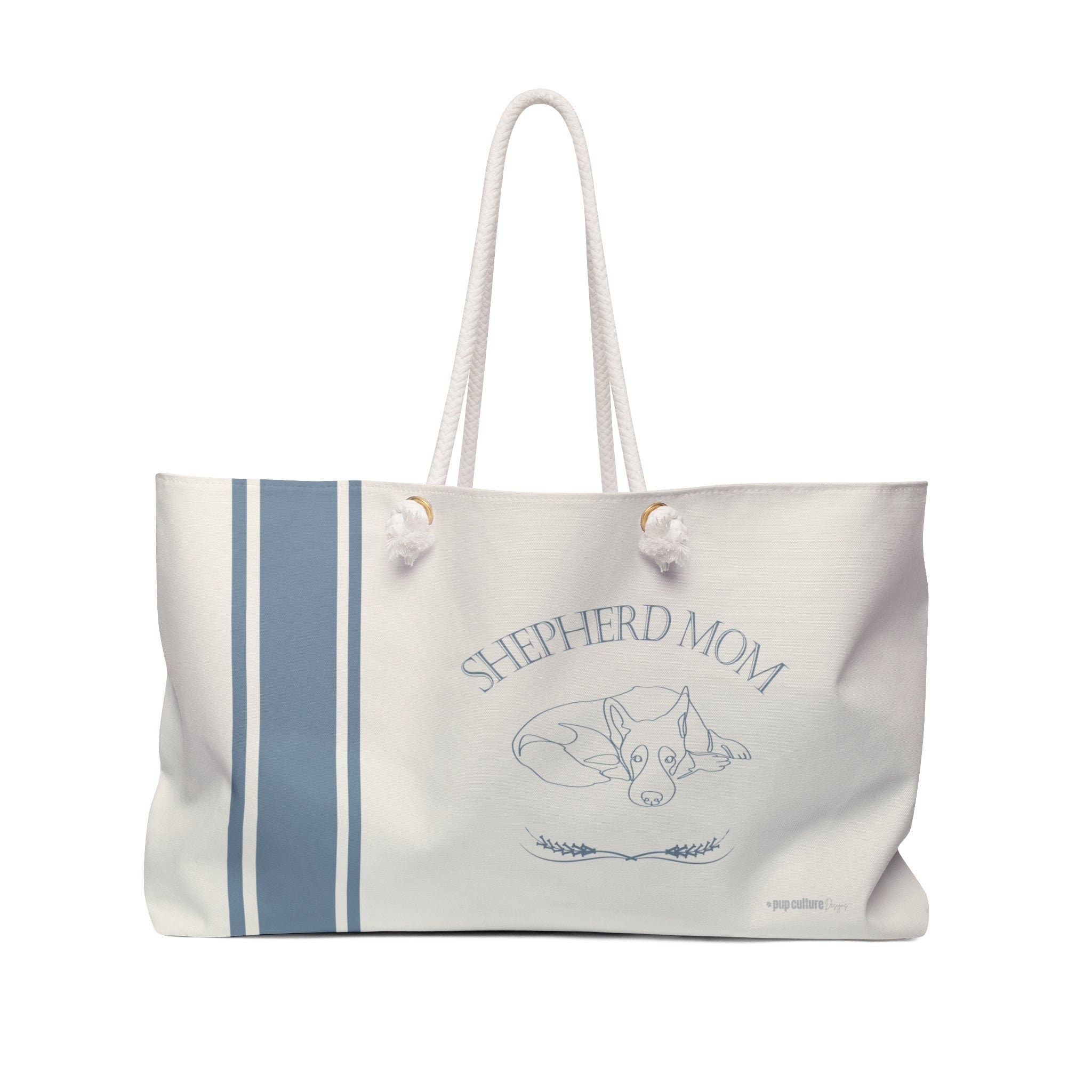 YOUR CHOICE OF BREED Dog Mom Farmhouse Stripe Design Weekender Tote Bag - your-choice-of-breed-dog-mom-farmhouse-stripe-design-weekender-tote-bag