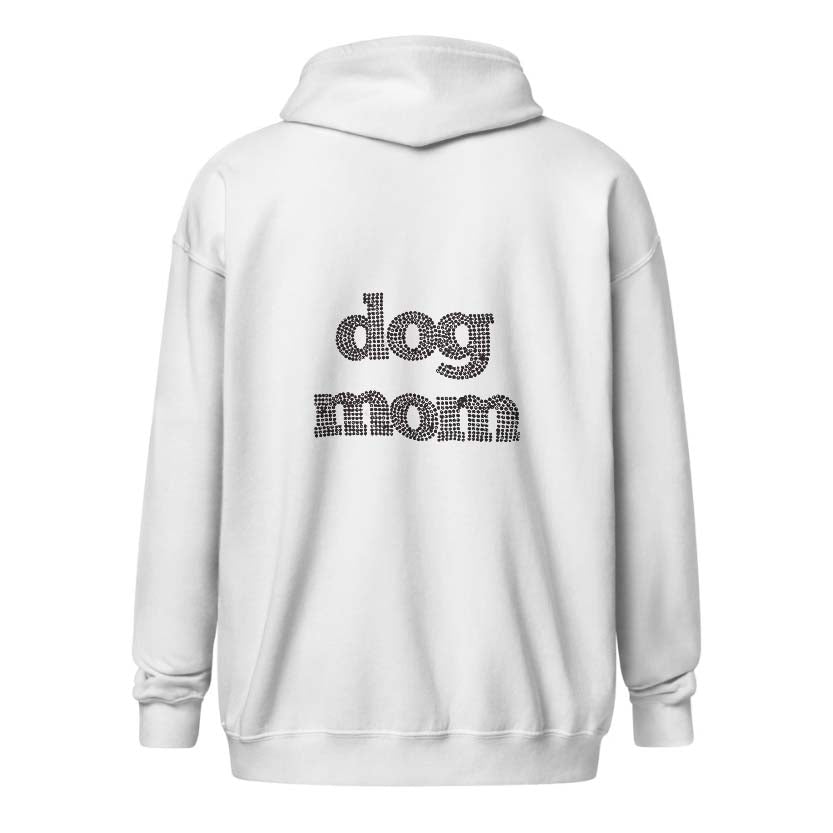 Dog Mom Crystal Zippered Hoodie | Crystal Design on Back - dog-mom-crystal-zipper-hoodie-design-on-back