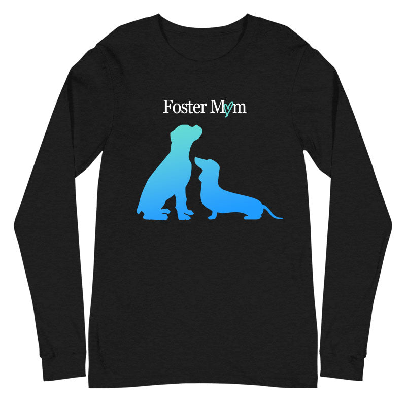 Custom Breed Mom Ombre Dog Silhouette Long Sleeve Crewneck - Long Sleeve T-Shirt