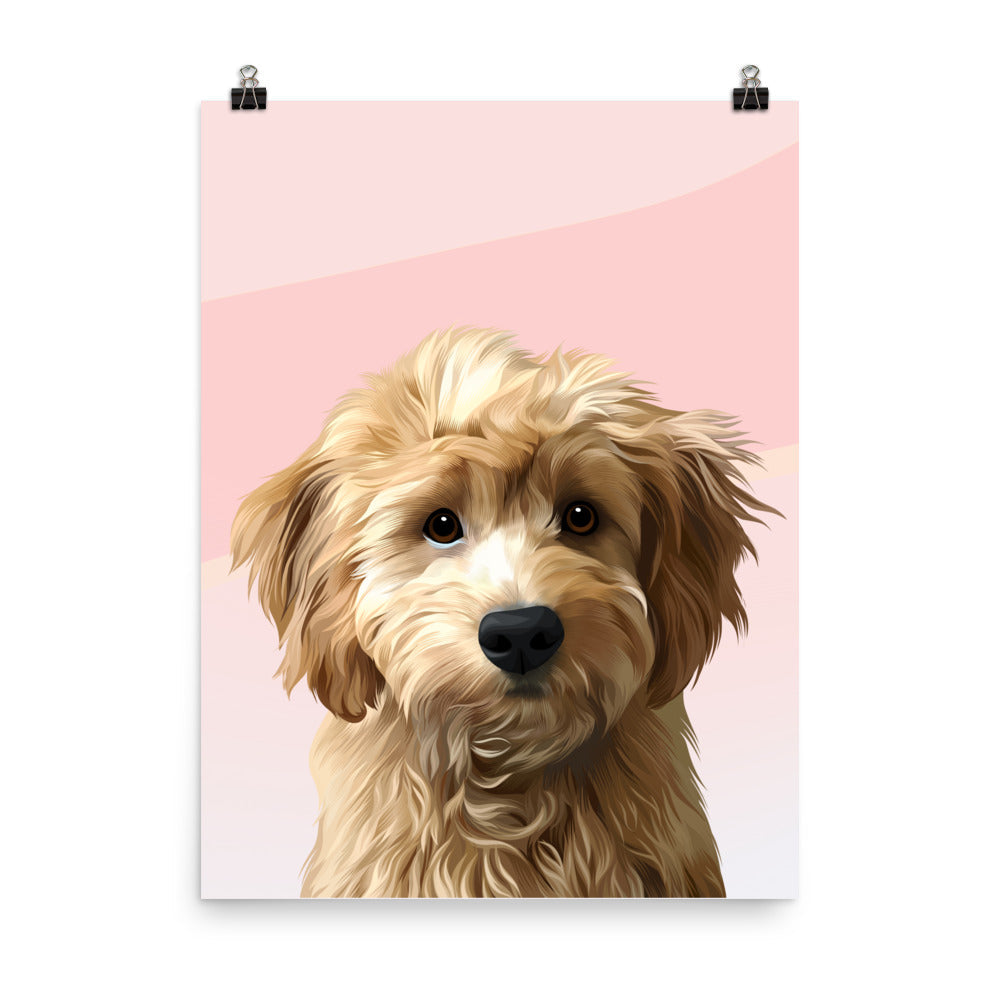 Modern Dog Portrait | Blush - custom-modern-dog-portrait-blush-background