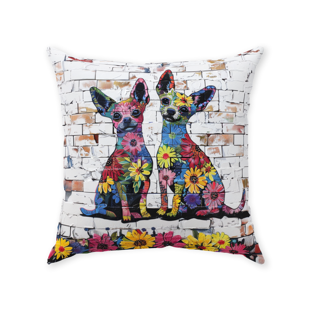 Artistic Floral Chihuahua Original Dog Art Throw Pillow - chihuahua-accent-pillow-copy