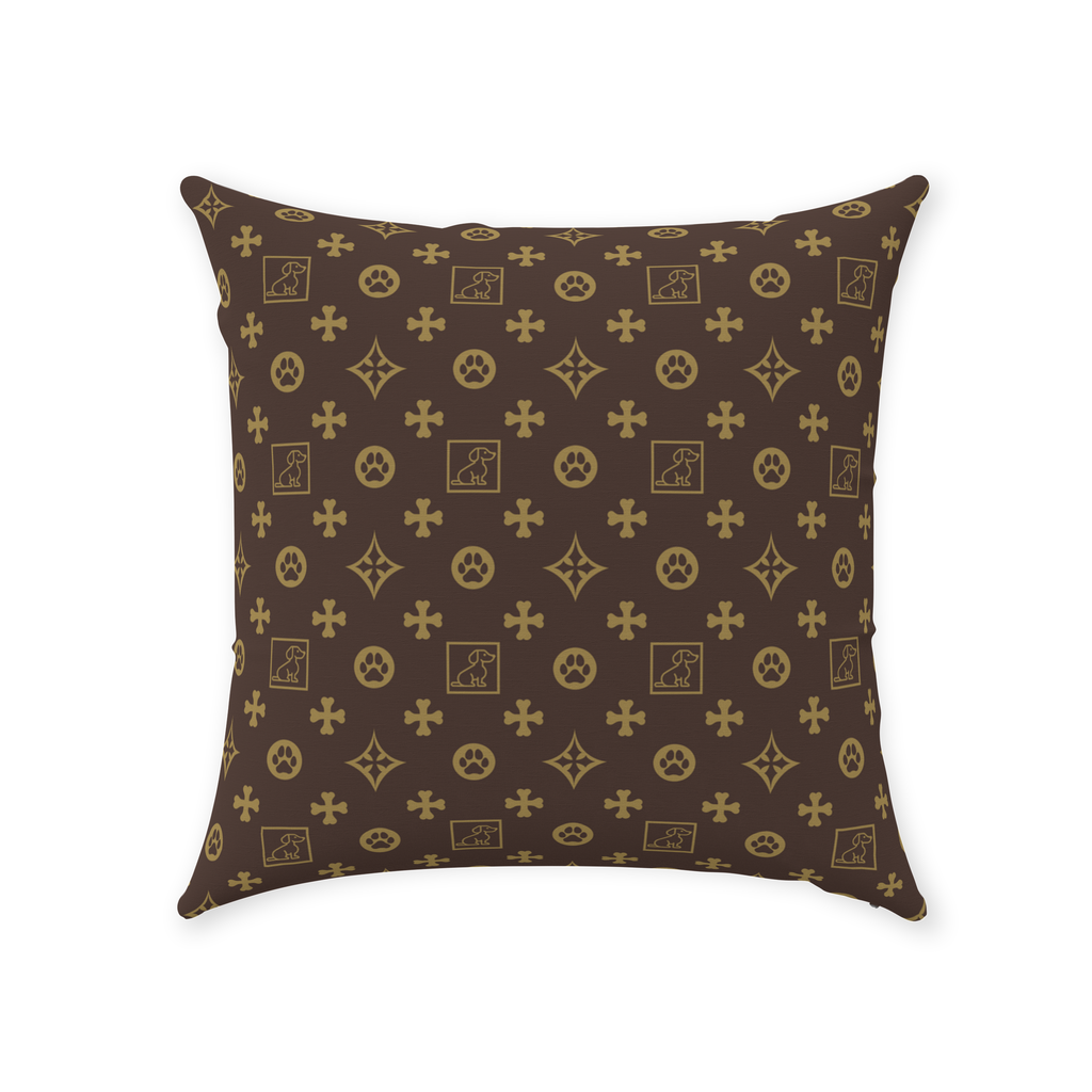 Signature Dog Lover Motif Chocolate Brown Accent Pillow - dog-lover-accent-pillow