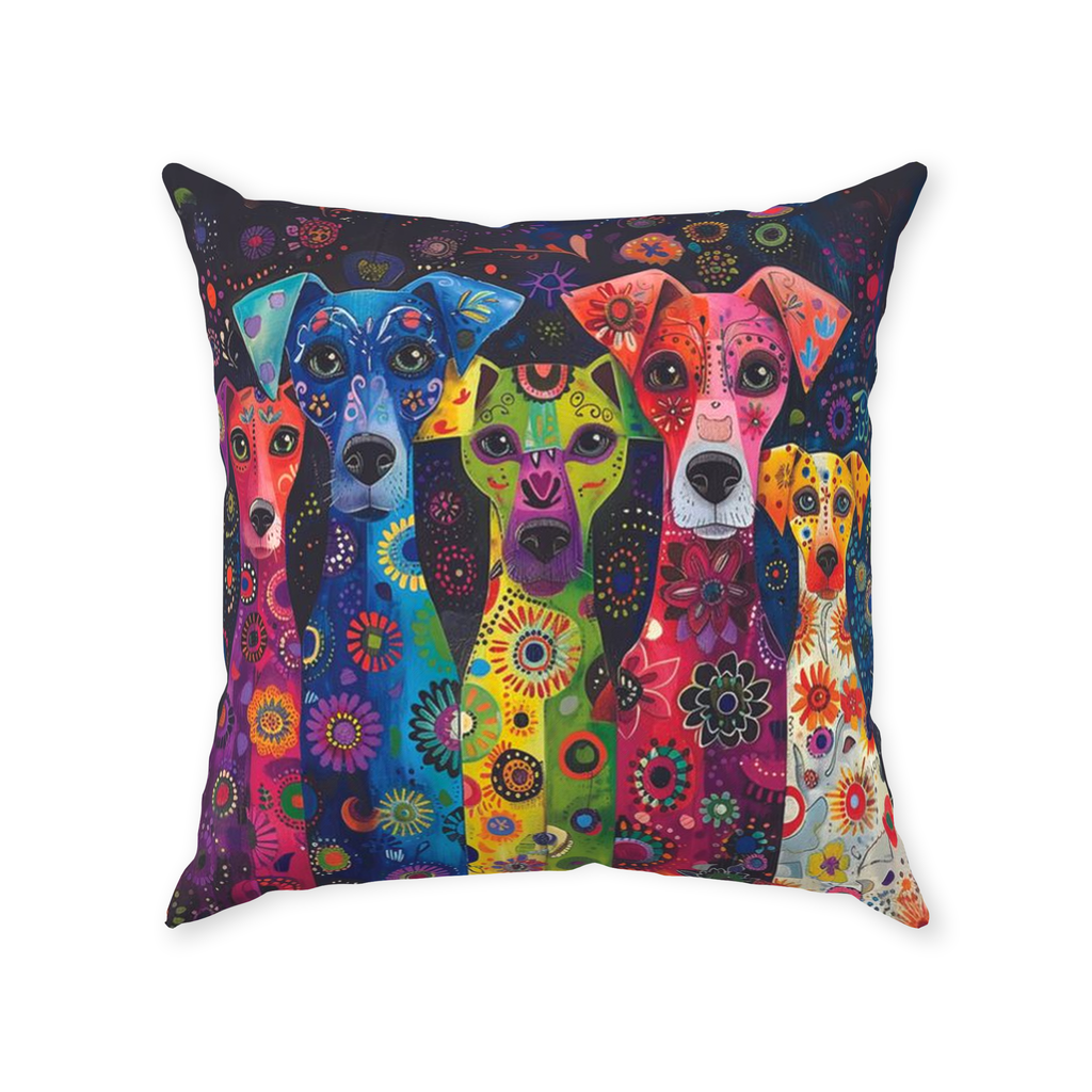 Exotic Whimsical Dog Art Premium Throw Pillow - exotic-whimsical-dog-art-premium-throw-pillow