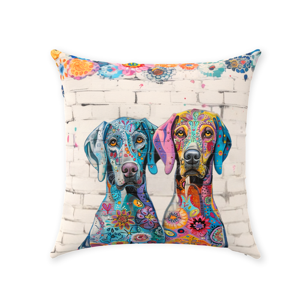 Artistic Floral Weimaraner Original Dog Art Throw Pillow - weimaraner-accent-pillow-copy