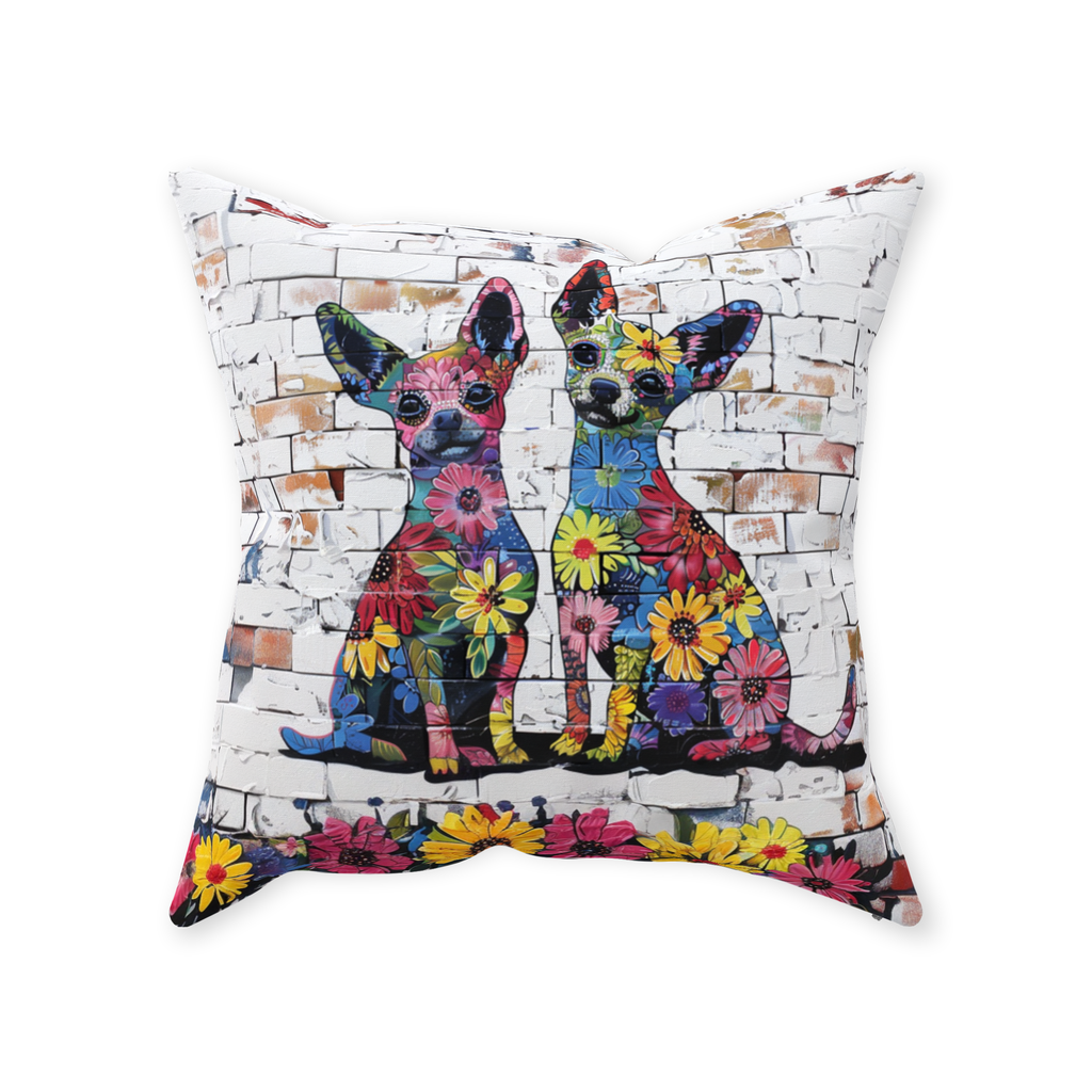 Artistic Floral Chihuahua Original Dog Art Throw Pillow - chihuahua-accent-pillow-copy