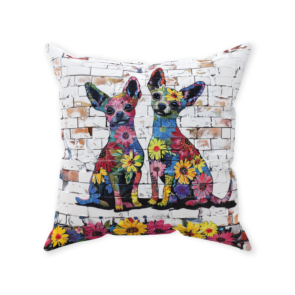 Artistic Floral Chihuahua Original Dog Art Throw Pillow - chihuahua-accent-pillow-copy