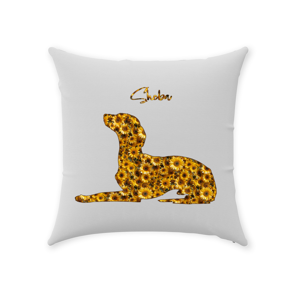 Personalized Sunflower Dog Silhouette Flower Art Throw Pillow - flower-art-pillows