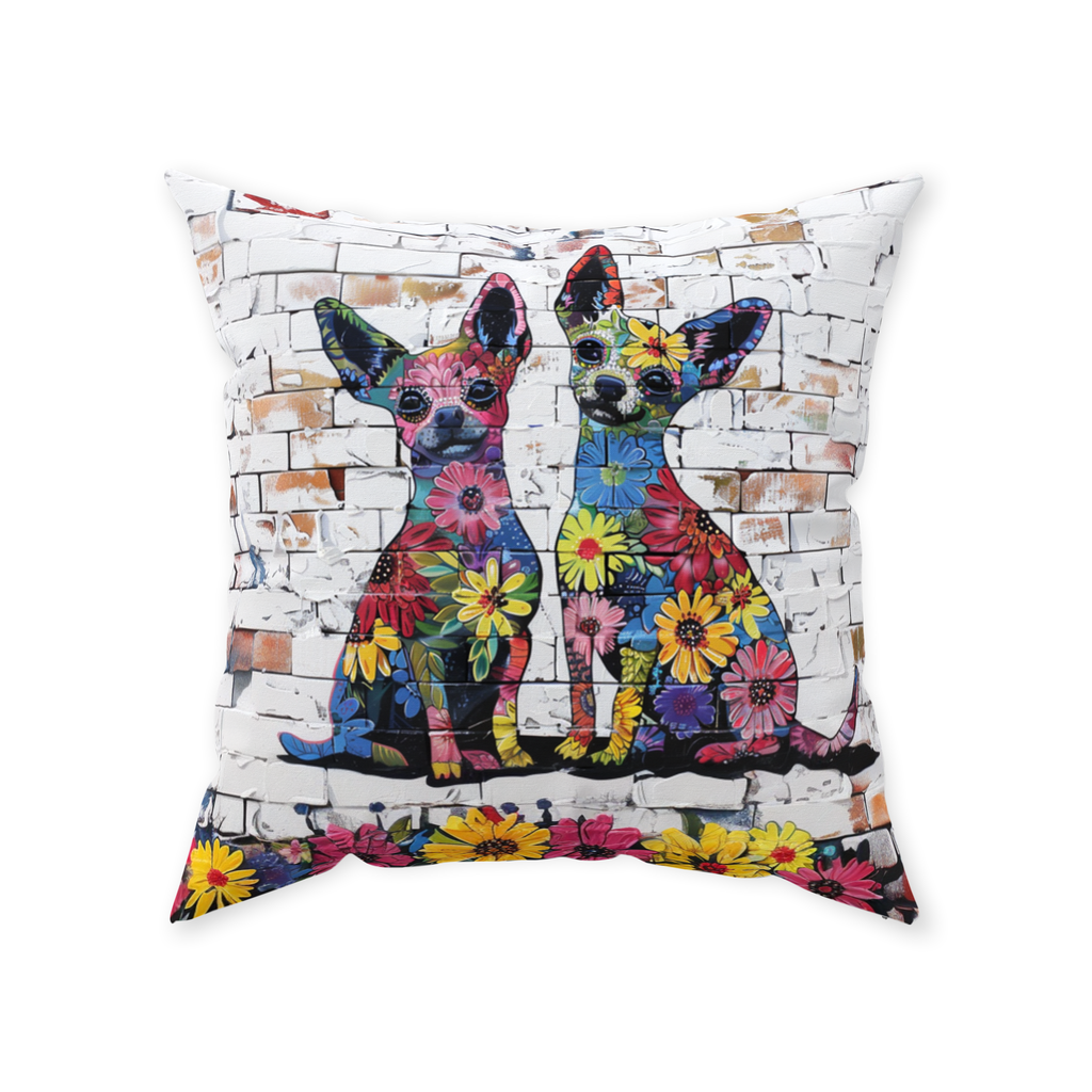 Artistic Floral Chihuahua Original Dog Art Floor Pillow - chihuahua-floor-pillow