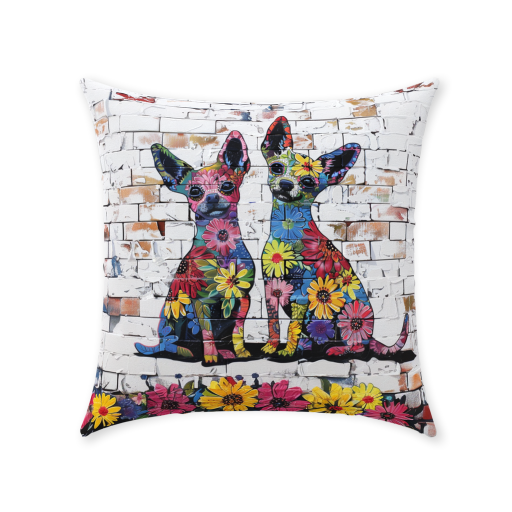 Artistic Floral Chihuahua Original Dog Art Throw Pillow - chihuahua-accent-pillow-copy