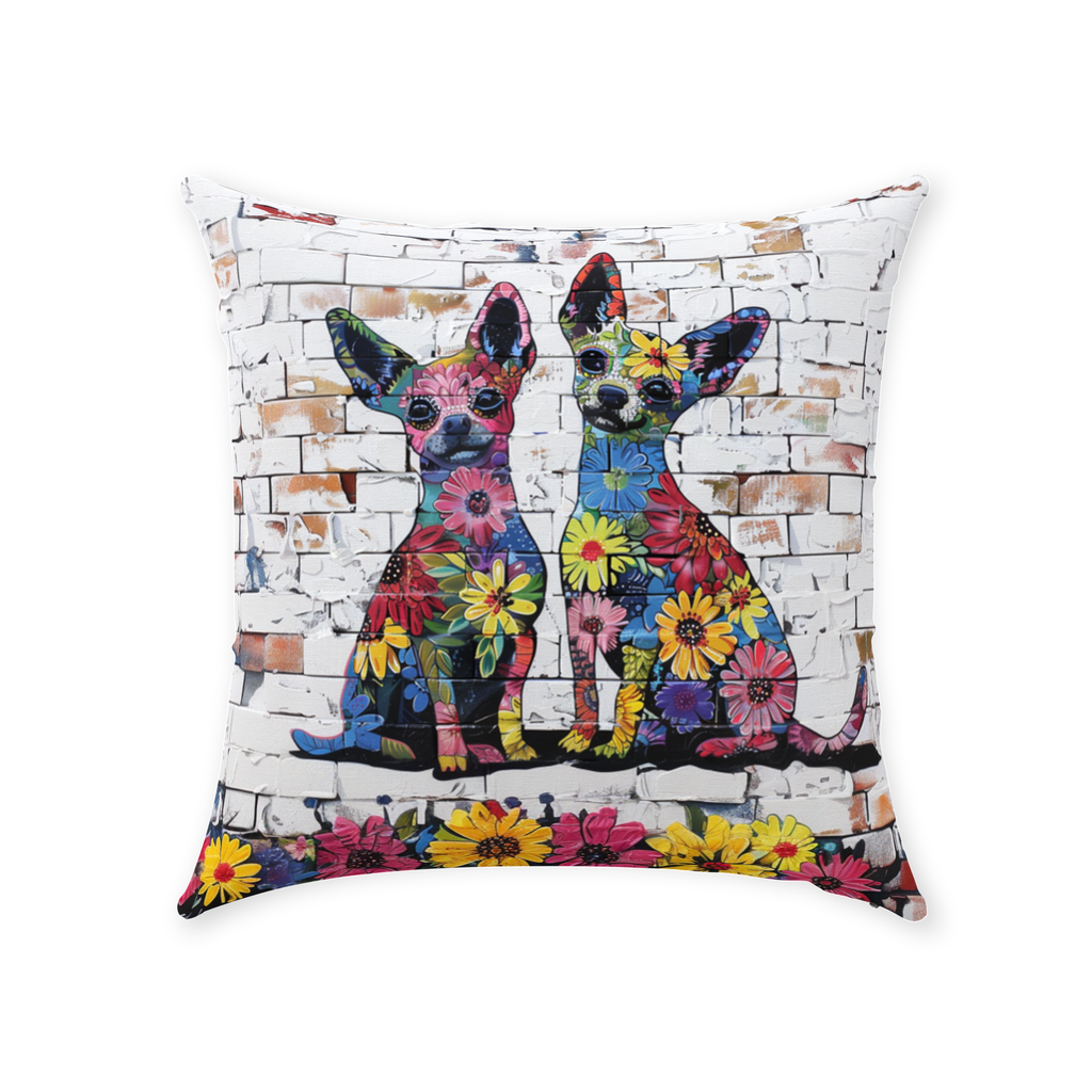 Artistic Floral Chihuahua Original Dog Art Throw Pillow - chihuahua-accent-pillow-copy